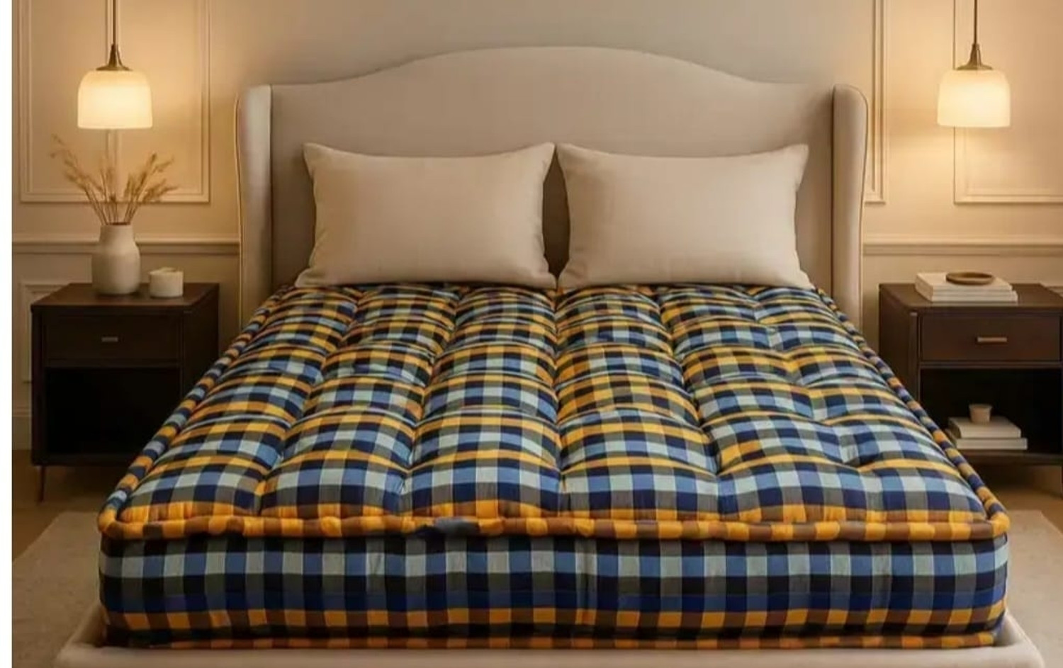 Image of Flipkart SmartBuy new 6x6 5 inch King Cotton Mattress (L x W: 72 inch x 72 inch)