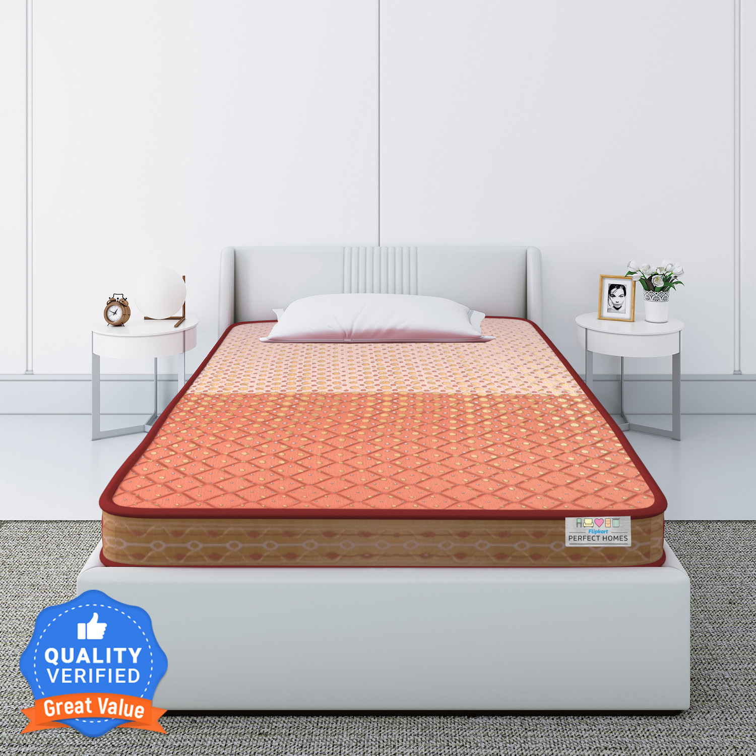 Image of KGF Orthopedic Hard & Soft Dual Flip Reversible 4 inch Single High Resilience (HR) Foam Mattress (L x W: 75 inch x 36 inch)