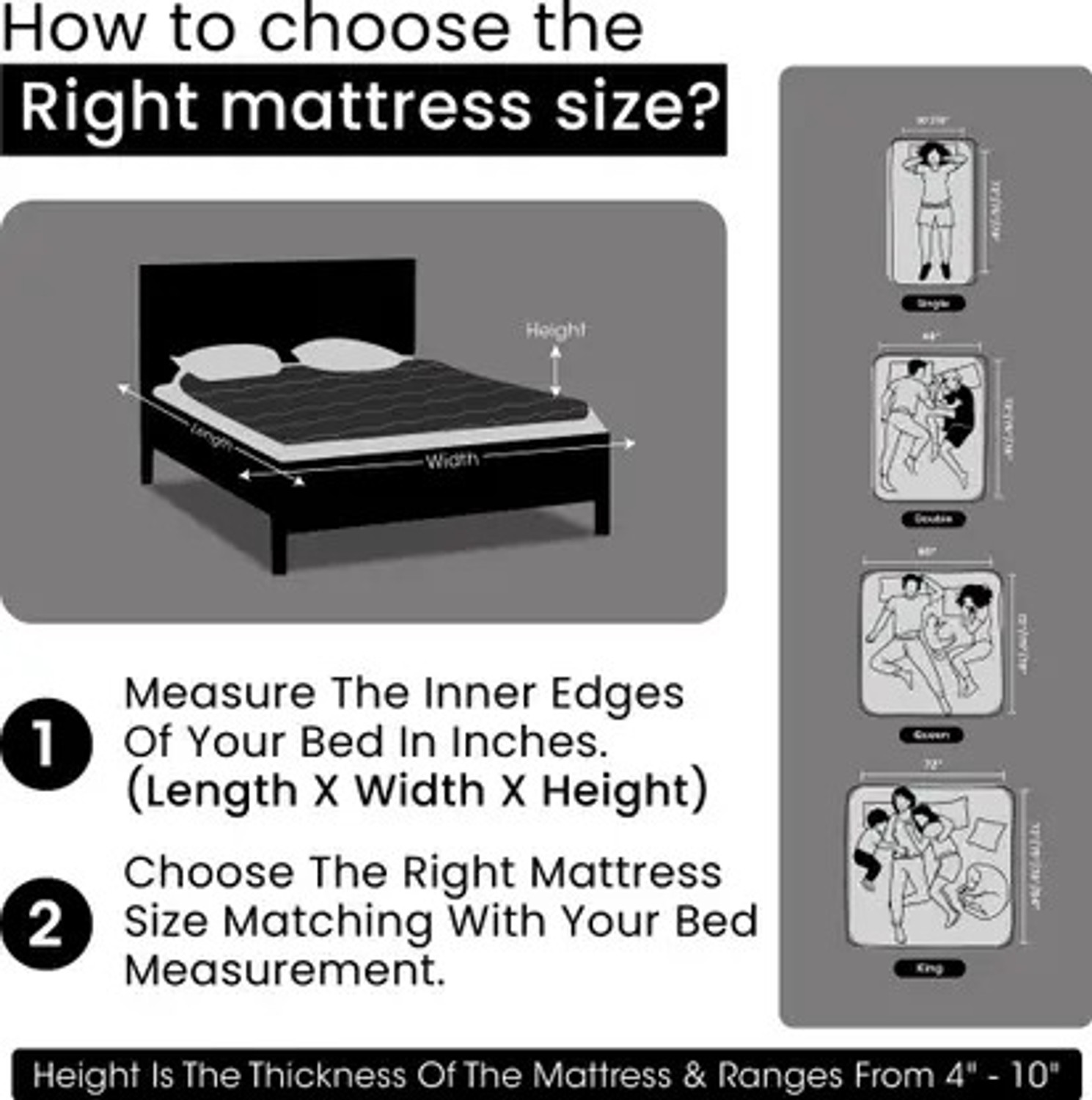 Image of KGF Orthopedic Hard & Soft Dual Flip Reversible 4 inch Single High Resilience (HR) Foam Mattress (L x W: 75 inch x 36 inch)