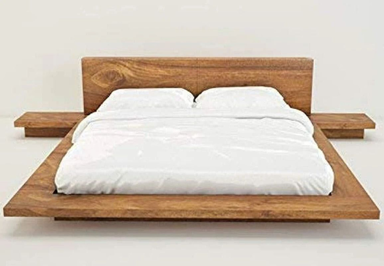 Image of Jh Decore Solid Wood Bed|Wooden Bed| King Size Bed| Sheesham Wood Bed|Bed Without Storage| Solid Wood King Bed, 206 cm x 191 cm (6.76 ft x 6.27 ft) (Finish Color - Walnut Finish, Delivery Condition - DIY(Do-It-Yourself))