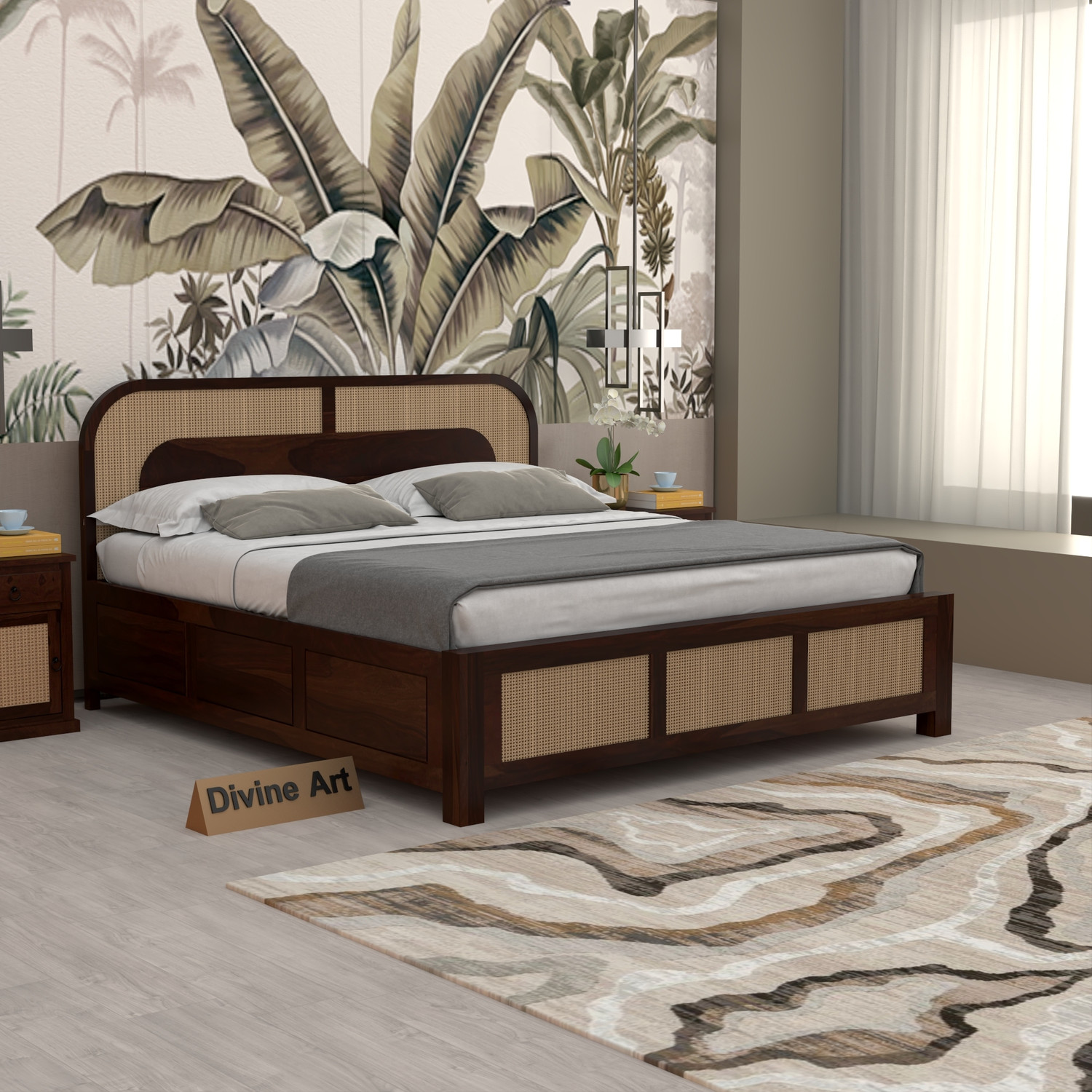 Image of GOYALINTERIOR Sheesham Wood King Bed /Wooden Bed /Palaung With Hydraulic Storage For Home Solid Wood King Hydraulic Bed, 205 cm x 190 cm (6.73 ft x 6.23 ft) (Finish Color - Honey HYD, Delivery Condition - DIY(Do-It-Yourself))