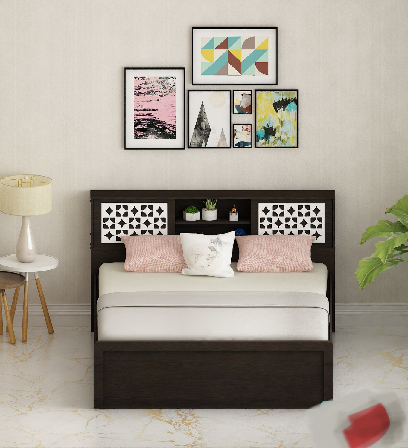 Image of Woodmoover Ultra King Size Elegant Metal Bed with | Wrought Iron Metal Hydraulic Bed Metal King Hydraulic Bed, 190 cm x 152 cm (6.23 ft x 4.99 ft) (Finish Color - Brown, Delivery Condition - Knock Down)