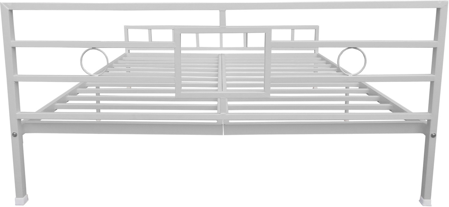Image of mandee's Metal King Bed, 188 cm x 204 cm (6.17 ft x 6.69 ft) (Finish Color - WHITE, Delivery Condition - DIY(Do-It-Yourself))