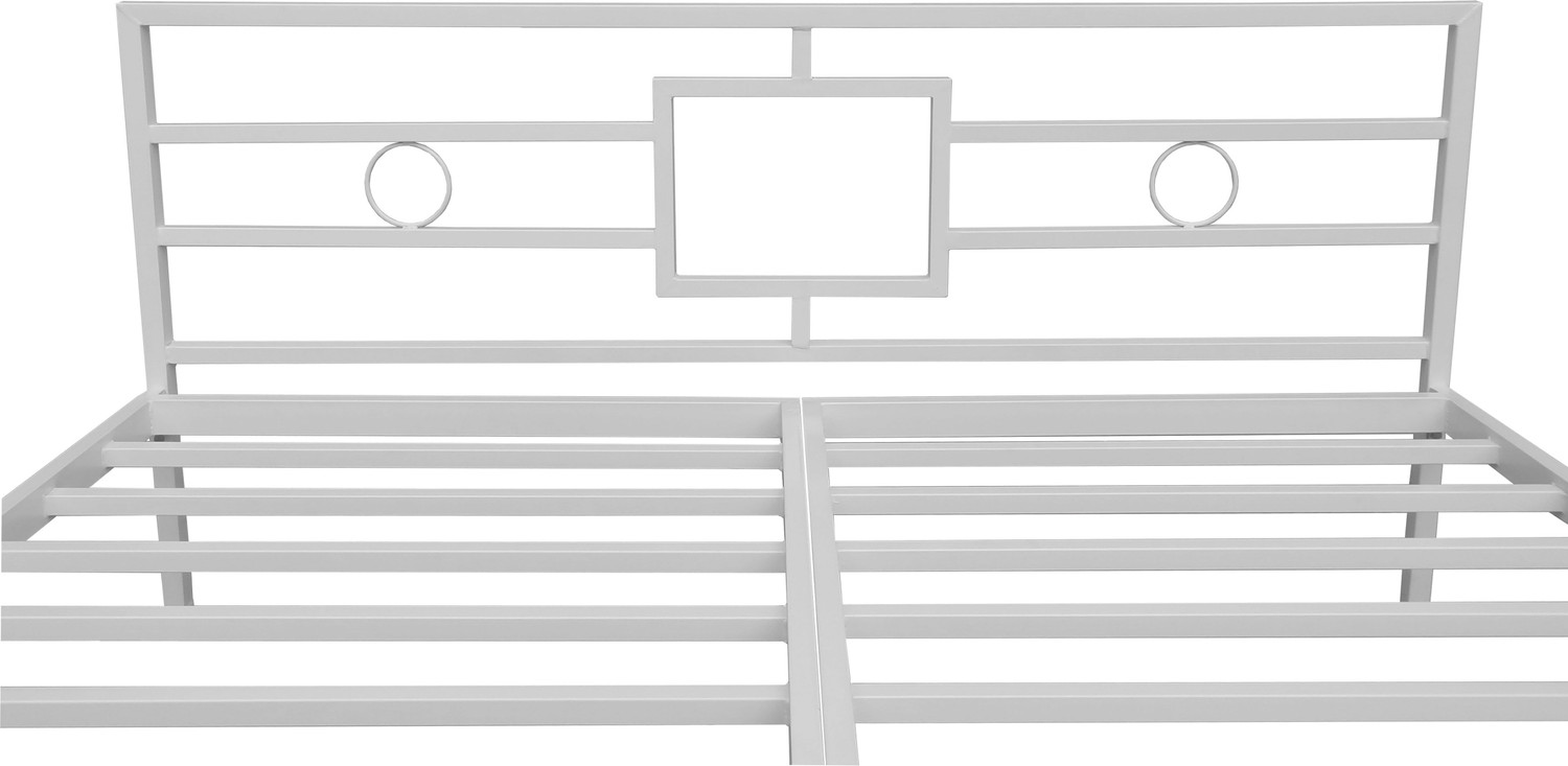 Image of mandee's Metal King Bed, 188 cm x 204 cm (6.17 ft x 6.69 ft) (Finish Color - WHITE, Delivery Condition - DIY(Do-It-Yourself))
