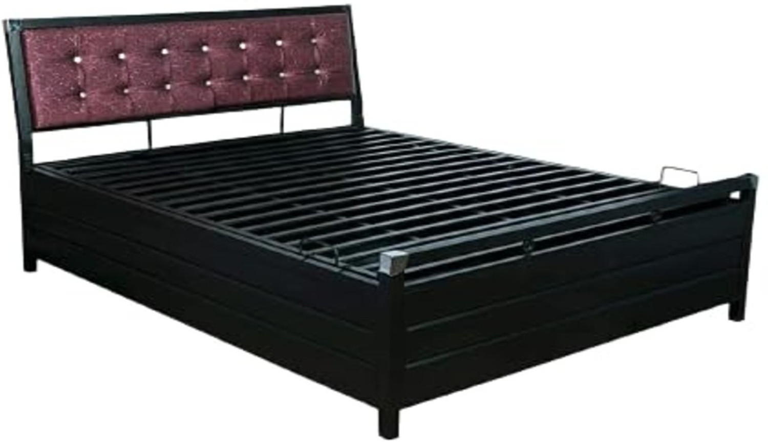 Image of Woodmoover Ultra King Size Elegant Metal Bed with | Wrought Iron Metal Hydraulic Bed Metal King Hydraulic Bed, 190 cm x 152 cm (6.23 ft x 4.99 ft) (Finish Color - Brown, Delivery Condition - Knock Down)