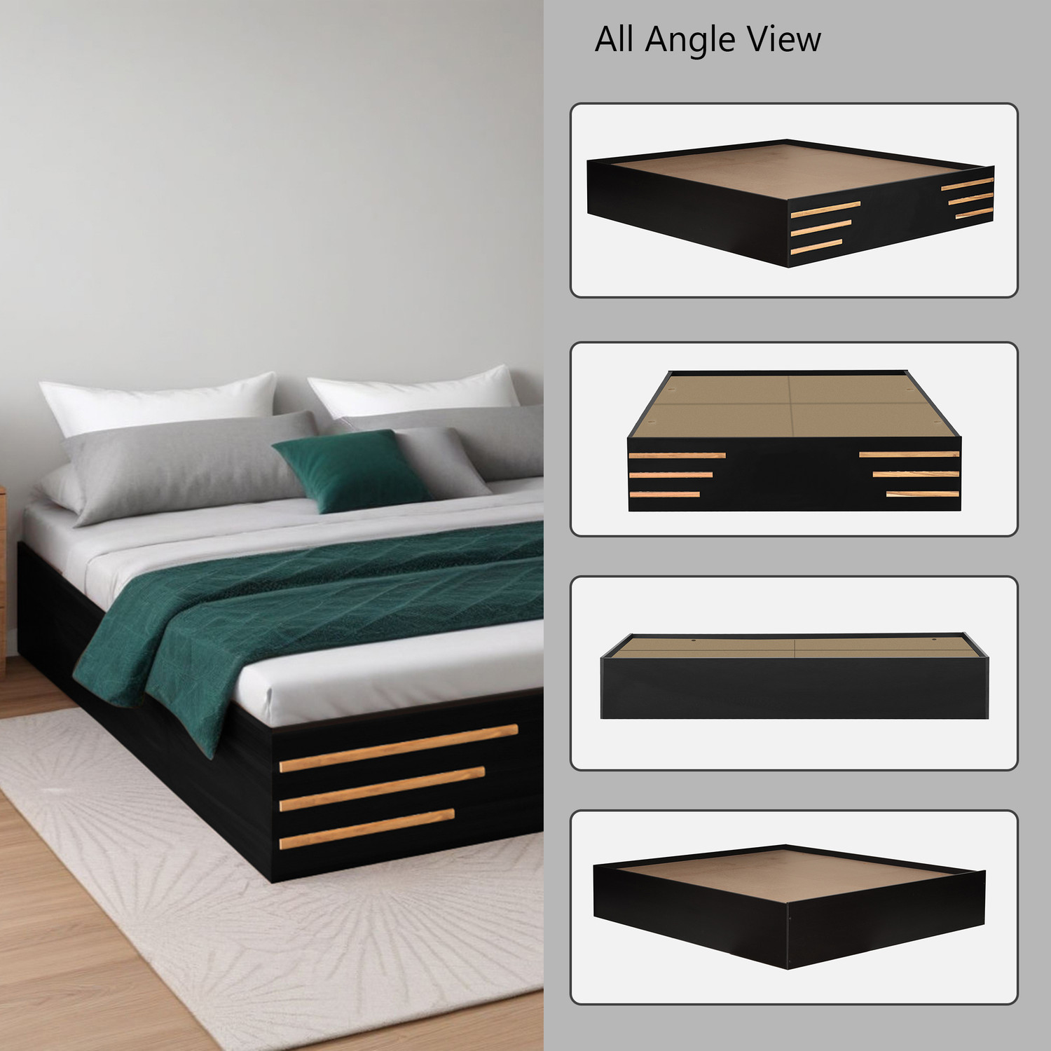 Image of Trevi Sherpa Compact Double Engineered Wood Double Bed, 186 cm x 125 cm (6.1 ft x 4.1 ft) (Finish Color - Wenge, Delivery Condition - Knock Down)
