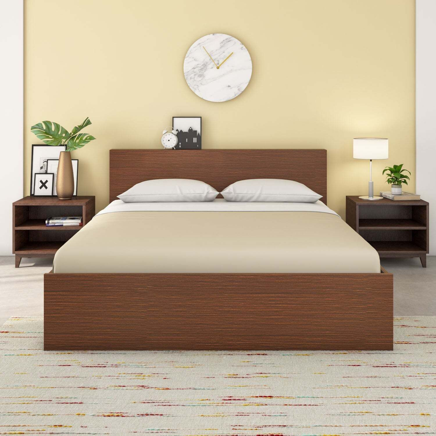 Image of Nilkamal Arthur Plus with Storage Engineered Wood King Box Bed, 211.5 cm x 188 cm (6.94 ft x 6.17 ft) (Finish Color - Legno Oak Dark, Delivery Condition - Knock Down)