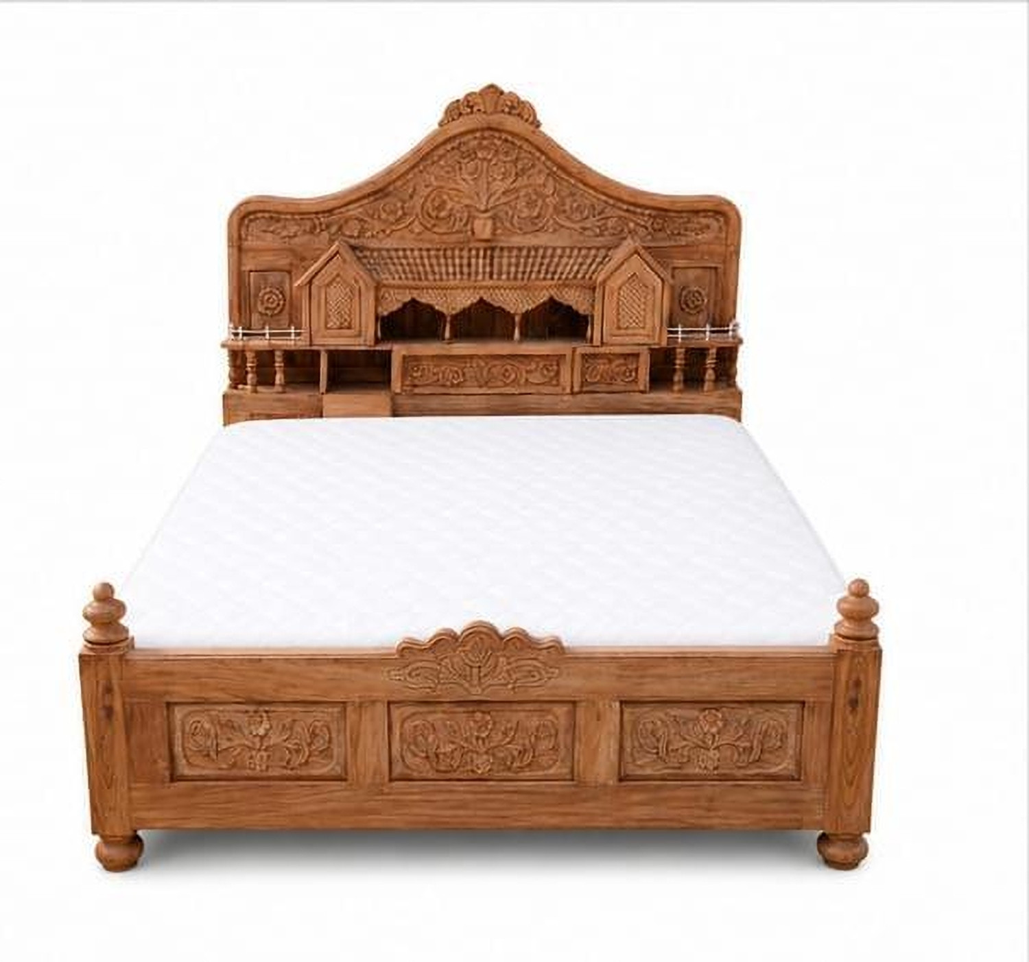 Image of DMKDecor Upholstered Bed with Box Storage Solid Wood Fabric Bed Solid Wood King Box Bed, 213 cm x 190 cm (6.99 ft x 6.23 ft) (Finish Color - Beige, Delivery Condition - DIY(Do-It-Yourself))