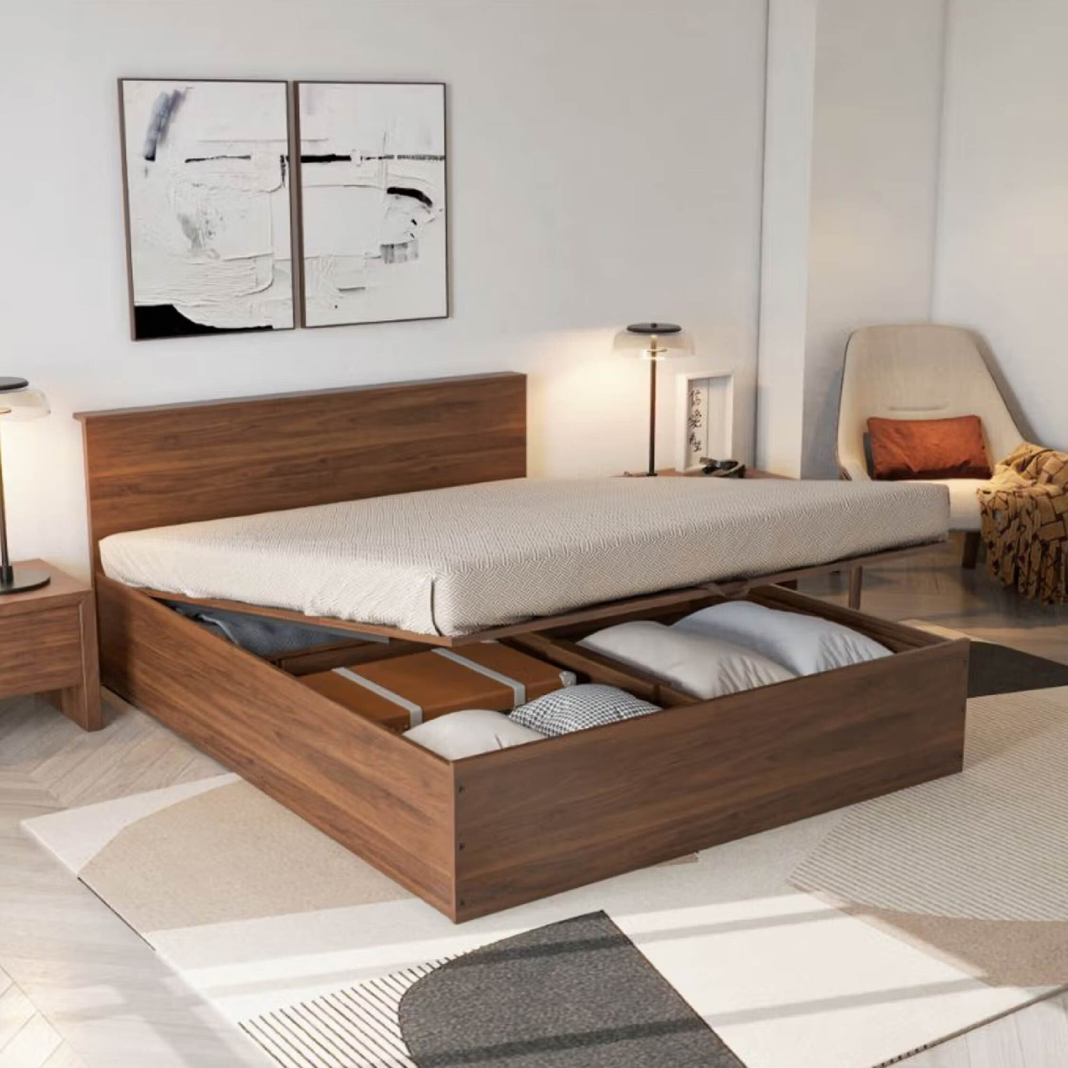 Wakefit Taurus Engineered Wood Queen Hydraulic Bed, 209.7 cm x 209.7 cm (6.88 ft x 6.88 ft)
