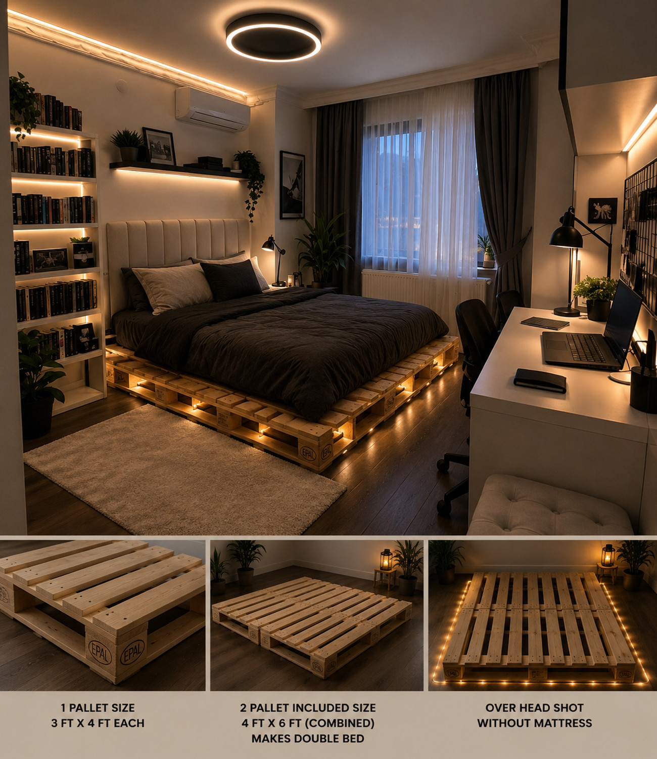 Knowk knock 4x6 ft Pine Wood Pallet Bed - Image 1
