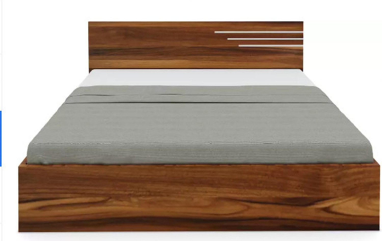 Image of ssb Solid Wood Queen Bed, 80 cm x 150 cm (2.62 ft x 4.92 ft) (Finish Color - brown, Delivery Condition - Pre-assembled)