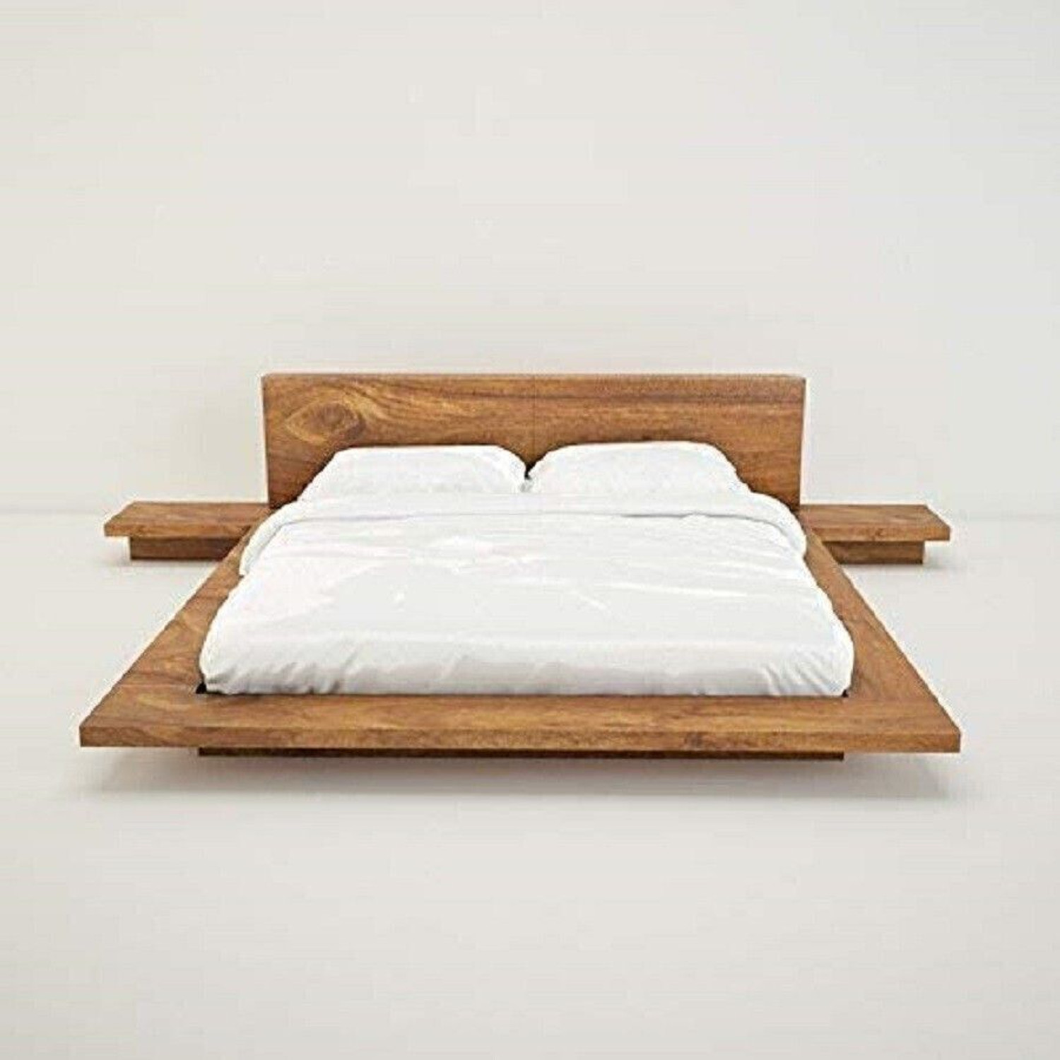Image of Jh Decore Solid Wood Bed|Wooden Bed| King Size Bed| Sheesham Wood Bed|Bed Without Storage| Solid Wood King Bed, 206 cm x 191 cm (6.76 ft x 6.27 ft) (Finish Color - Walnut Finish, Delivery Condition - DIY(Do-It-Yourself))