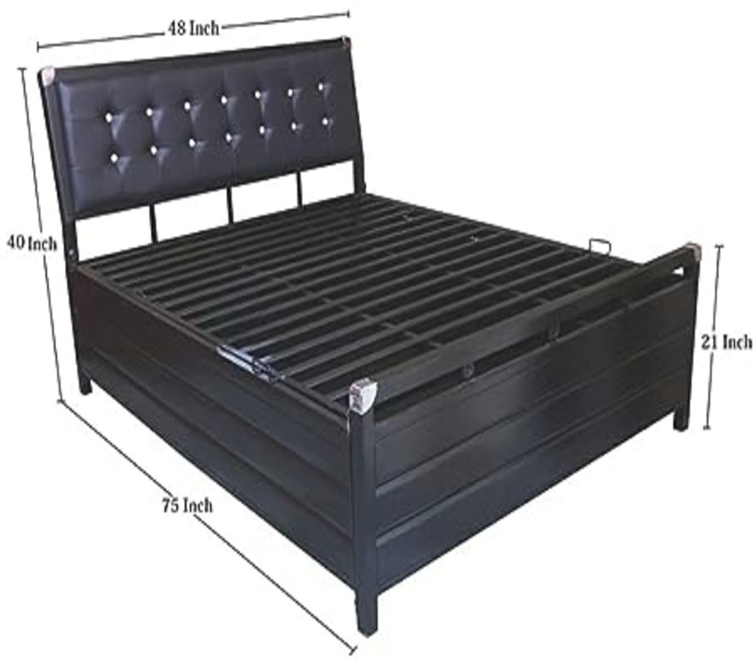 Image of Woodmoover Ultra King Size Elegant Metal Bed with | Wrought Iron Metal Hydraulic Bed Metal King Hydraulic Bed, 190 cm x 152 cm (6.23 ft x 4.99 ft) (Finish Color - Brown, Delivery Condition - Knock Down)