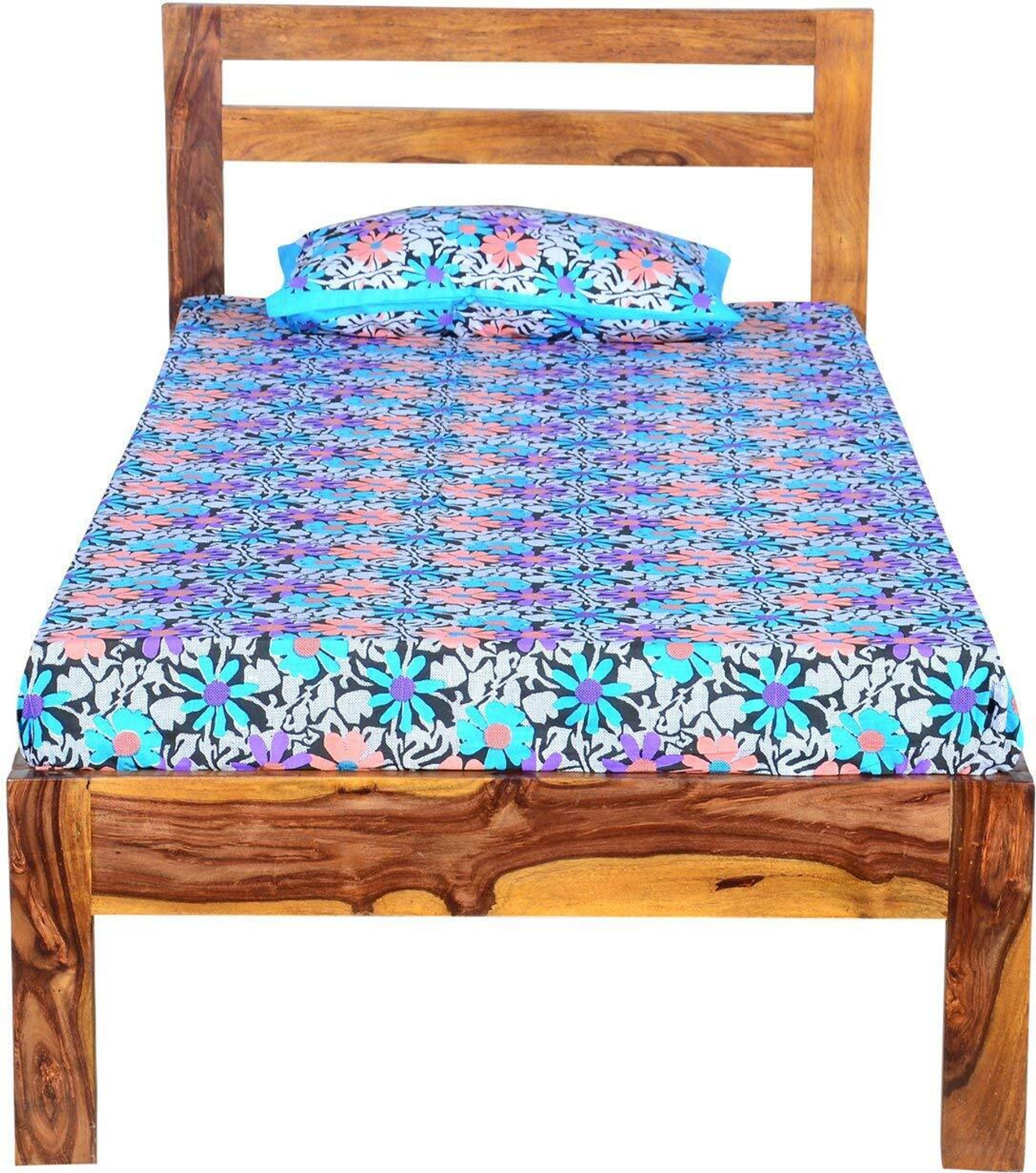 Image of Green pearl sheesham wood bed wooden cot Solid Wood Single Bed, 198.12 cm x 91.44 cm (6.5 ft x 3.0 ft) (Finish Color - provincial teak finish, Delivery Condition - DIY(Do-It-Yourself))