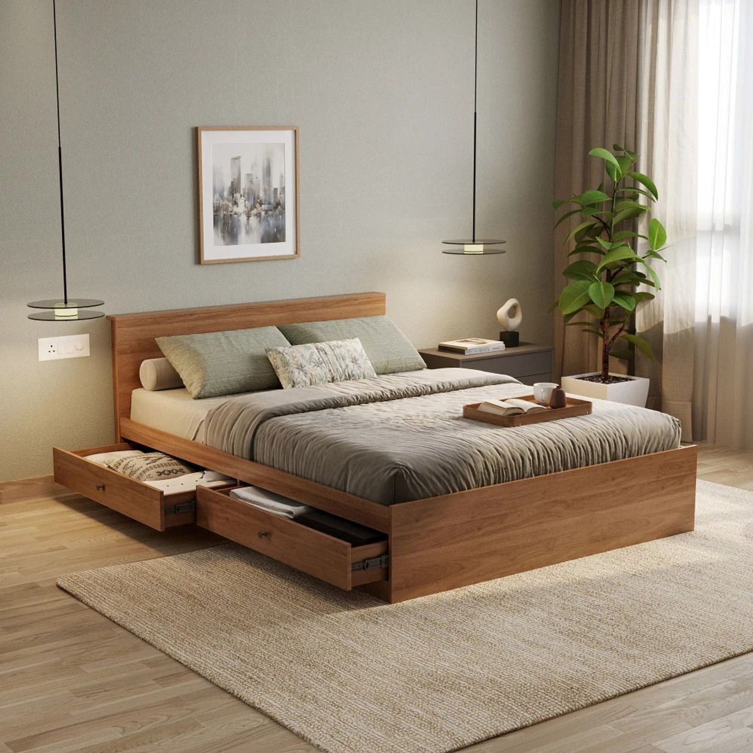 Wakefit Taurus Engineered Wood Queen Drawer Bed, 213 cm x 164 cm (6.99 ft x 5.38 ft) Price in India - Buy Wakefit Taurus Engineered Wood Queen Drawer Bed, 213 cm x 164 cm (6.99 ft x 5.38 ft) online at Flipkart.com