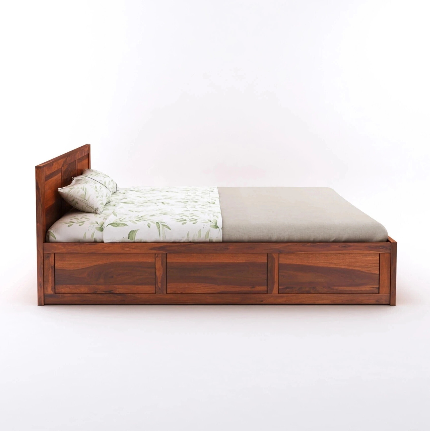 Image of GOYALINTERIOR Sheesham Wood King Bed /Wooden Bed /Palaung With Hydraulic Storage For Home Solid Wood King Hydraulic Bed, 205 cm x 190 cm (6.73 ft x 6.23 ft) (Finish Color - Honey HYD, Delivery Condition - DIY(Do-It-Yourself))