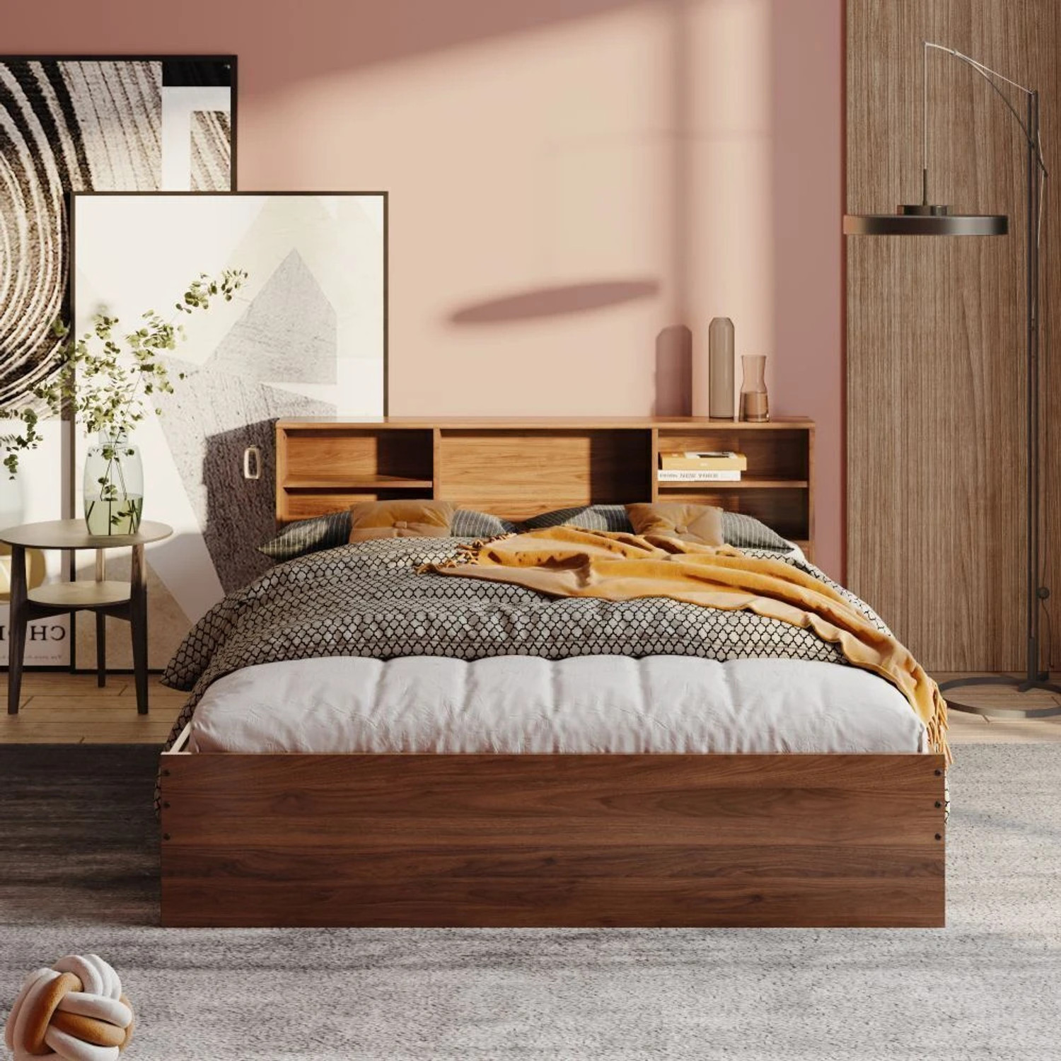 Image of Trevi Sherpa Compact Double Engineered Wood Double Bed, 186 cm x 125 cm (6.1 ft x 4.1 ft) (Finish Color - Wenge, Delivery Condition - Knock Down)