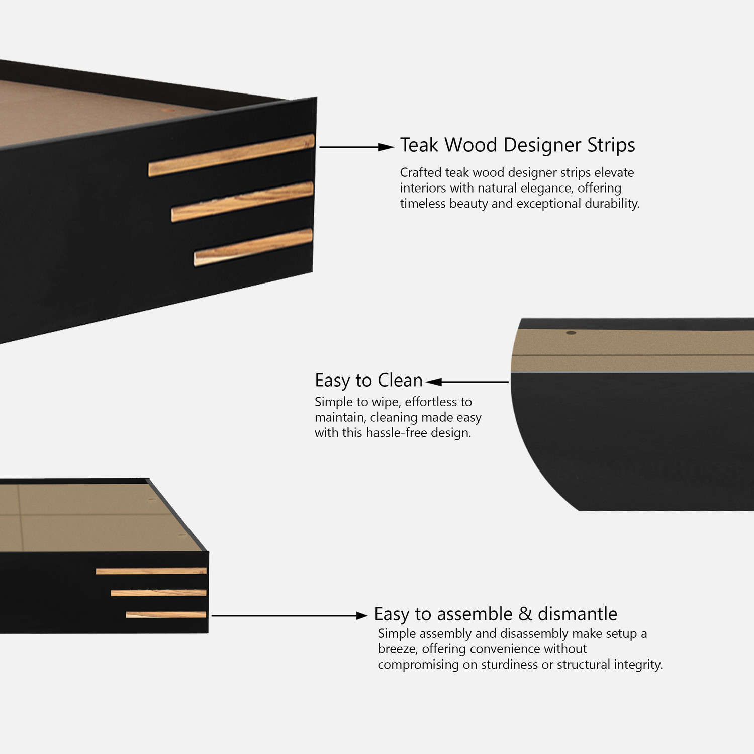 Image of Trevi Sherpa Compact Double Engineered Wood Double Bed, 186 cm x 125 cm (6.1 ft x 4.1 ft) (Finish Color - Wenge, Delivery Condition - Knock Down)