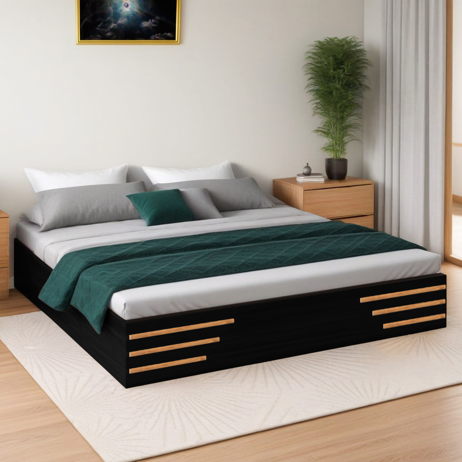 Image of Trevi Sherpa Compact Double Engineered Wood Double Bed, 186 cm x 125 cm (6.1 ft x 4.1 ft) (Finish Color - Wenge, Delivery Condition - Knock Down)