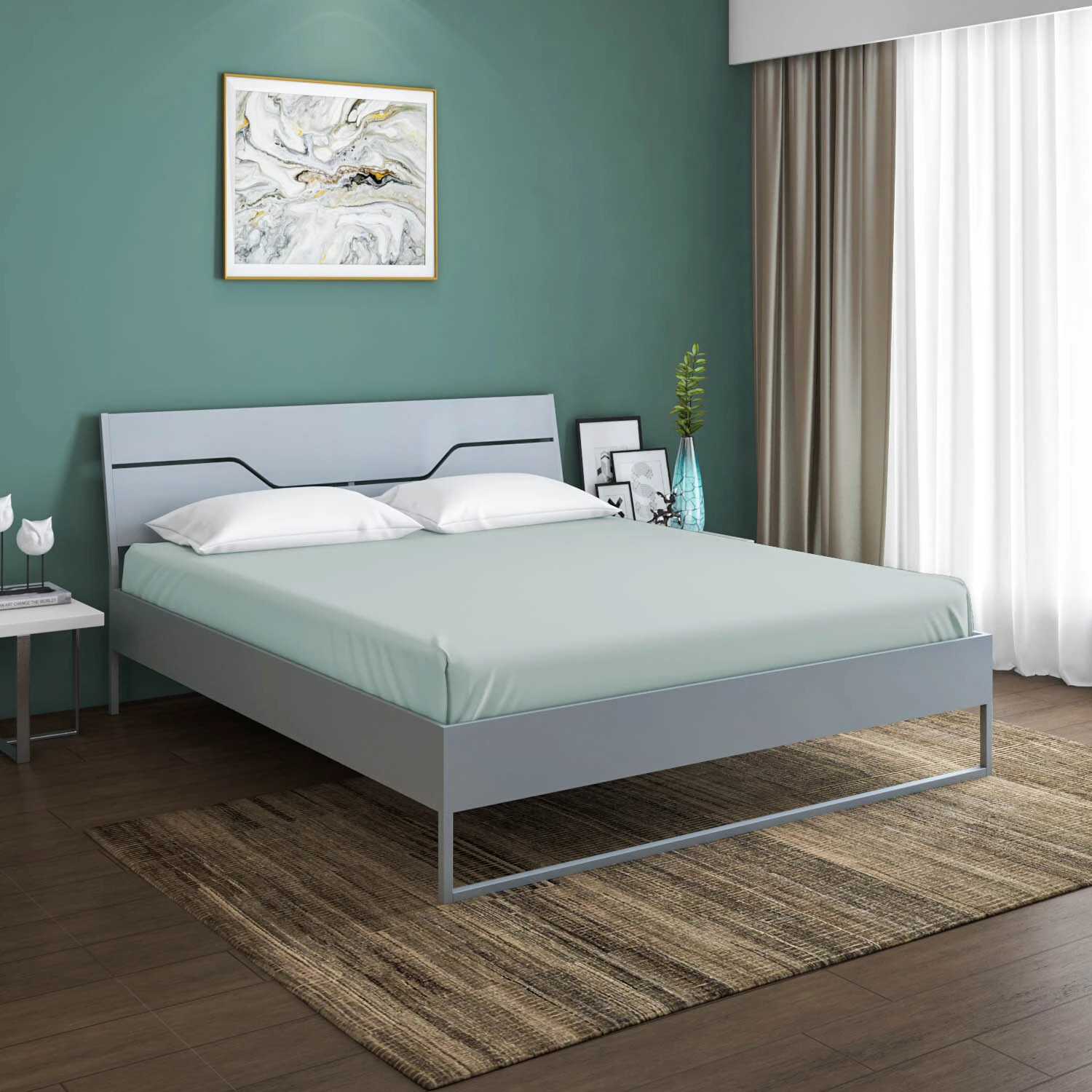 Image of Nilkamal Arthur Plus with Storage Engineered Wood King Box Bed, 211.5 cm x 188 cm (6.94 ft x 6.17 ft) (Finish Color - Legno Oak Dark, Delivery Condition - Knock Down)