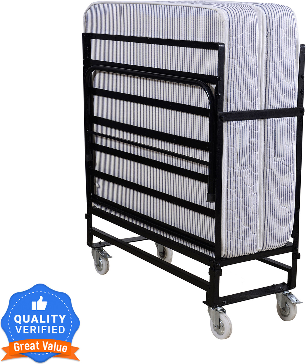 Image of Vibrant Interior ZOPYROSE Metal Double Bed, 190.5 cm x 121.92 cm (6.25 ft x 4.0 ft) (Finish Color - BLACK, Delivery Condition - DIY(Do-It-Yourself))