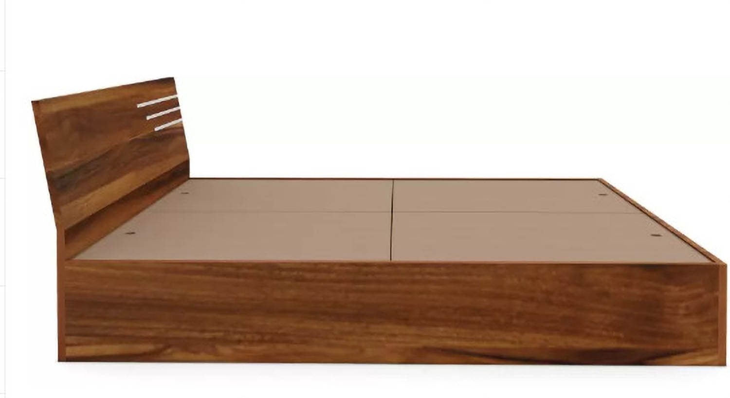 Image of ssb Solid Wood Queen Bed, 80 cm x 150 cm (2.62 ft x 4.92 ft) (Finish Color - brown, Delivery Condition - Pre-assembled)