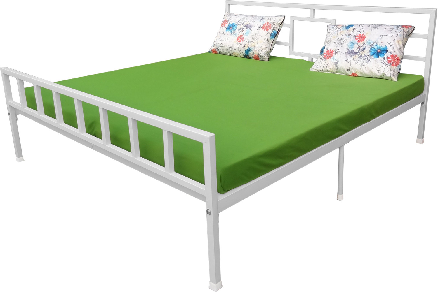 Image of mandee's Metal King Bed, 188 cm x 204 cm (6.17 ft x 6.69 ft) (Finish Color - WHITE, Delivery Condition - DIY(Do-It-Yourself))