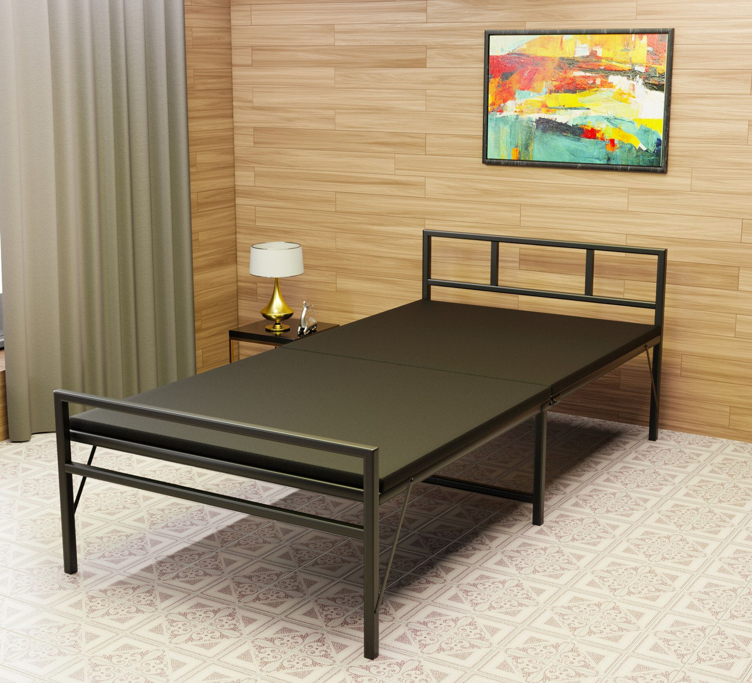 Image of BUYMORE NEW DESIGN BED 3X6 Metal Single Bed, 182 cm x 76 cm (5.97 ft x 2.49 ft) (Finish Color - POWDER COATED, Delivery Condition - DIY(Do-It-Yourself))