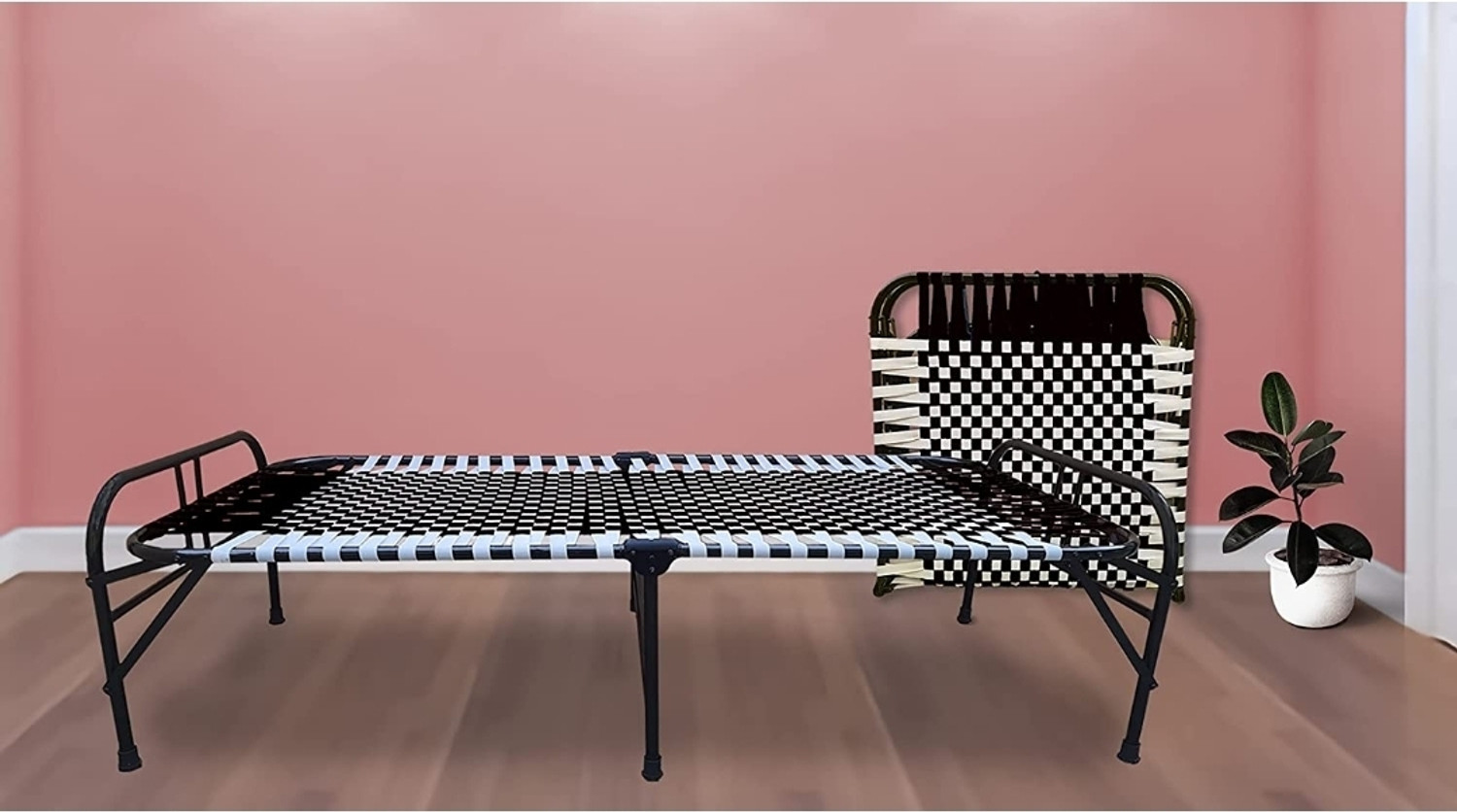 Image of Jay Khodiyar Steel 00 Metal Single Bed, 76 cm x 180 cm (2.49 ft x 5.91 ft) (Finish Color - brown, Delivery Condition - Pre-assembled)