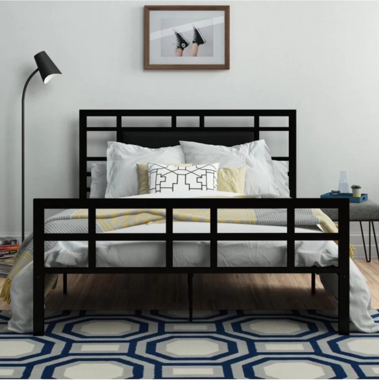Image of Woodmoover Ultra King Size Elegant Metal Bed with | Wrought Iron Metal Hydraulic Bed Metal King Hydraulic Bed, 190 cm x 152 cm (6.23 ft x 4.99 ft) (Finish Color - Brown, Delivery Condition - Knock Down)