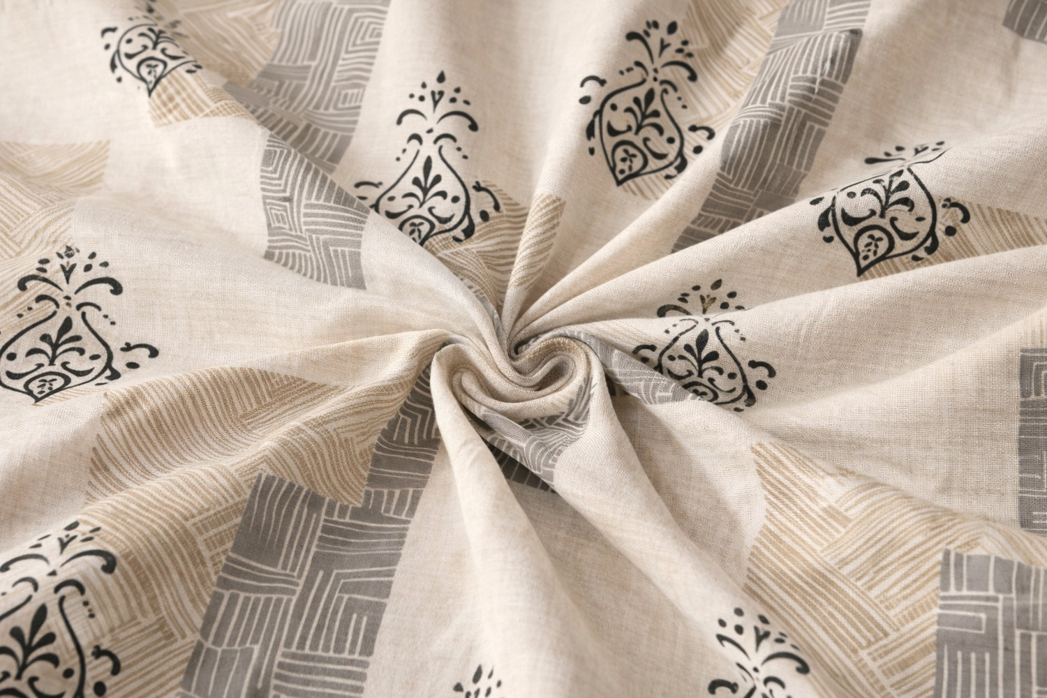 Image of PROZONE Cotton King Flat 280 TC Printed 1 Bedsheet (CREAM BEIGE)
