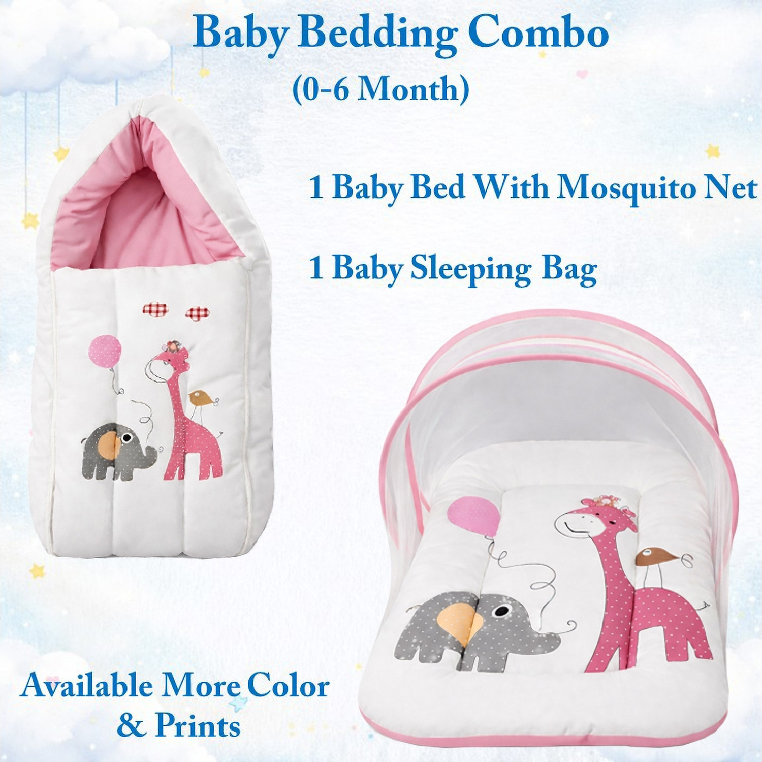 Image of Kwitchy Baby Mosquito Net Bed with Soft Carry Nest & Mattress(Pink) (Pink)