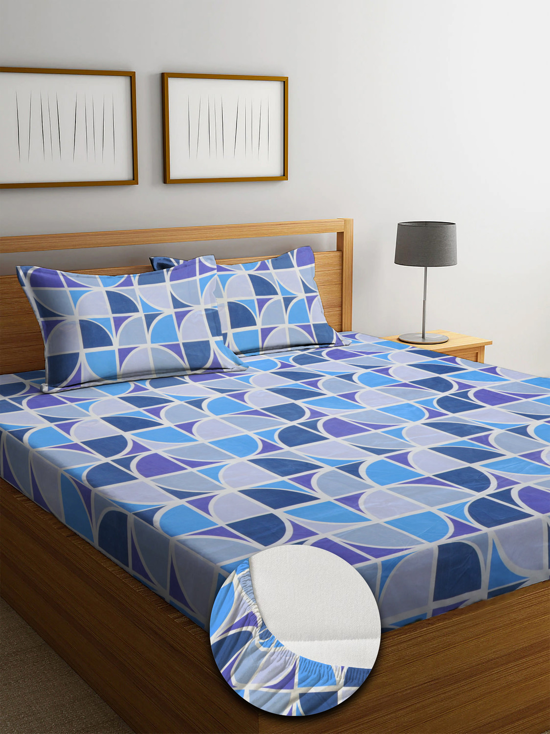 Image of YUTERA Microfiber Double Fitted (Elastic) 210 TC Floral 1 Bedsheet with 2 Pillow Covers (Multicolor)