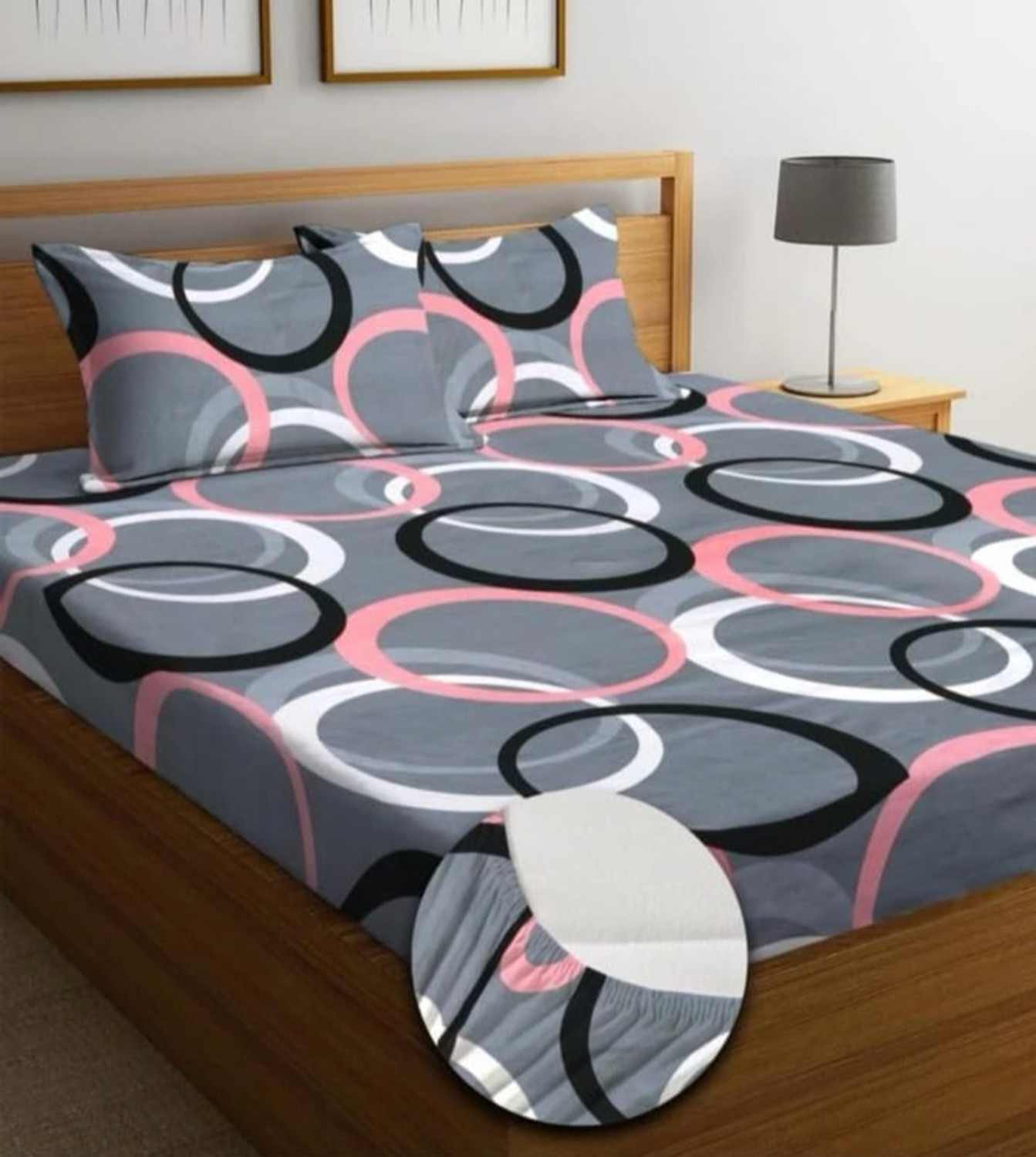 Image of YUTERA Microfiber Double Fitted (Elastic) 210 TC Floral 1 Bedsheet with 2 Pillow Covers (Multicolor)