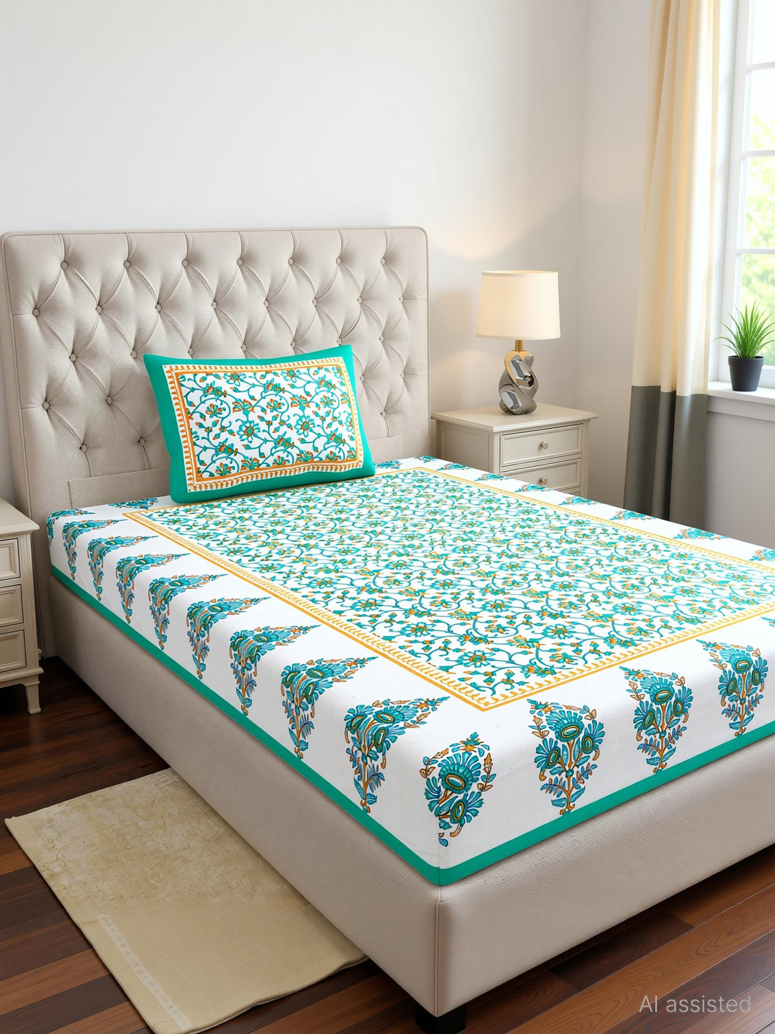 Mirasha Cotton Single Flat 144 TC Jaipuri Prints 1 Summer Bedsheet - Buy Mirasha Cotton Single Flat 144 TC Jaipuri Prints 1 Summer Bedsheet Online at Best Price in India | Flipkart.com
