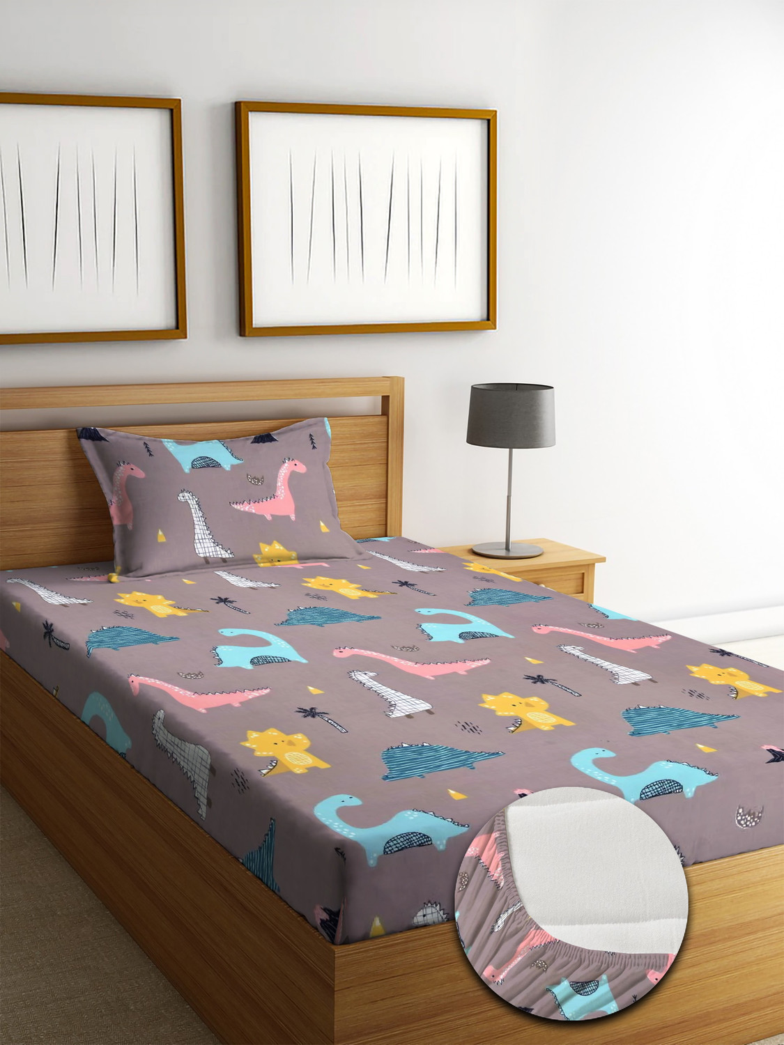 Image of YUTERA Microfiber Double Fitted (Elastic) 210 TC Floral 1 Bedsheet with 2 Pillow Covers (Multicolor)