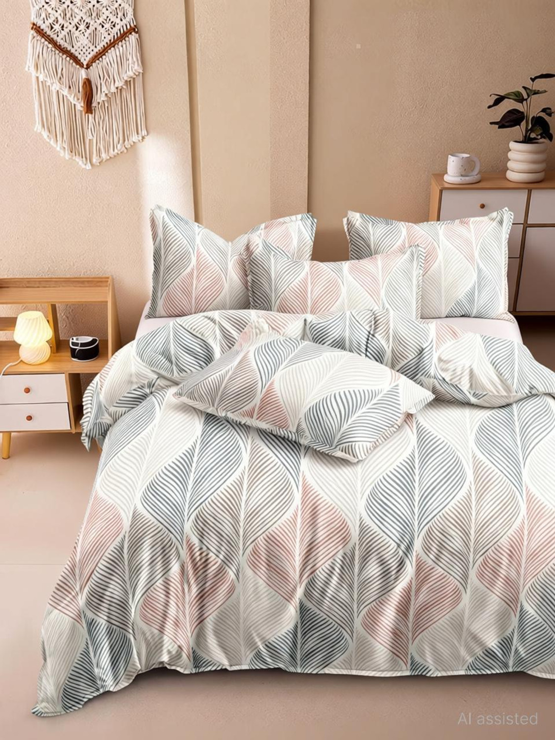 Image of N.V.A HOMES Polycotton Queen Flat 310 TC Checkered 1 Summer Bedsheet with 2 Pillow Covers (Multicolor)