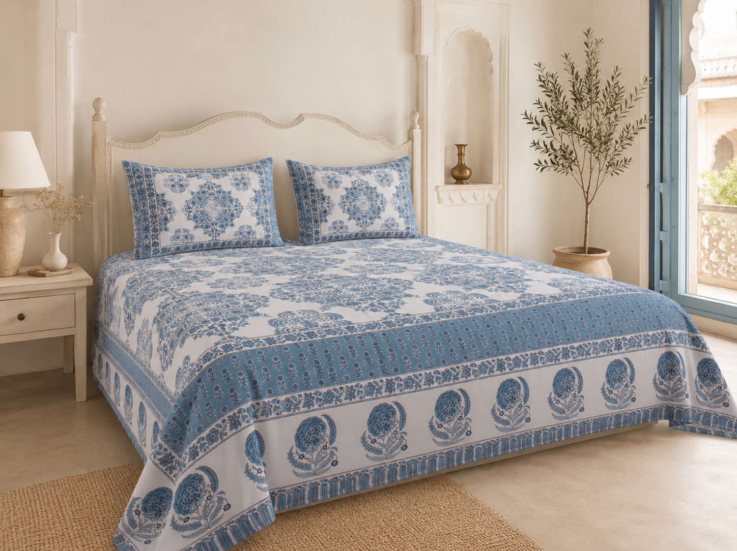 Image of SCHp Cotton Super King Flat 320 TC Printed 1 Bedsheet (B 171)