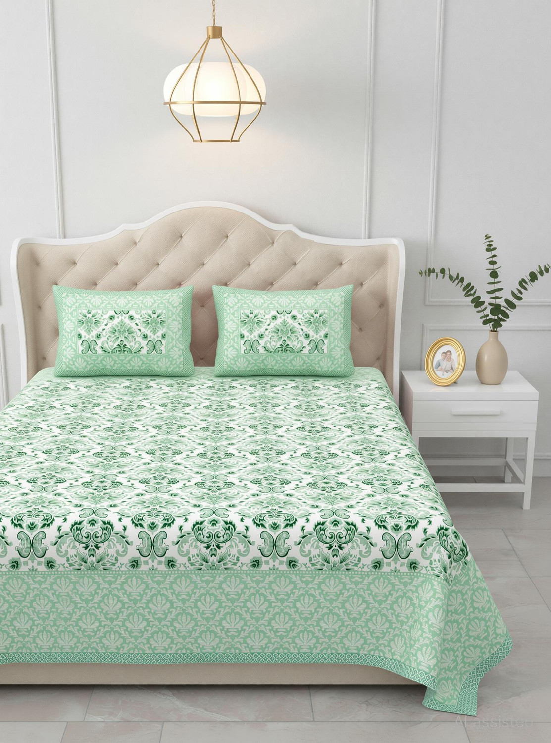 Image of ALAFICER Cotton Double Bedsheet (Pack of 1, MULTI540)