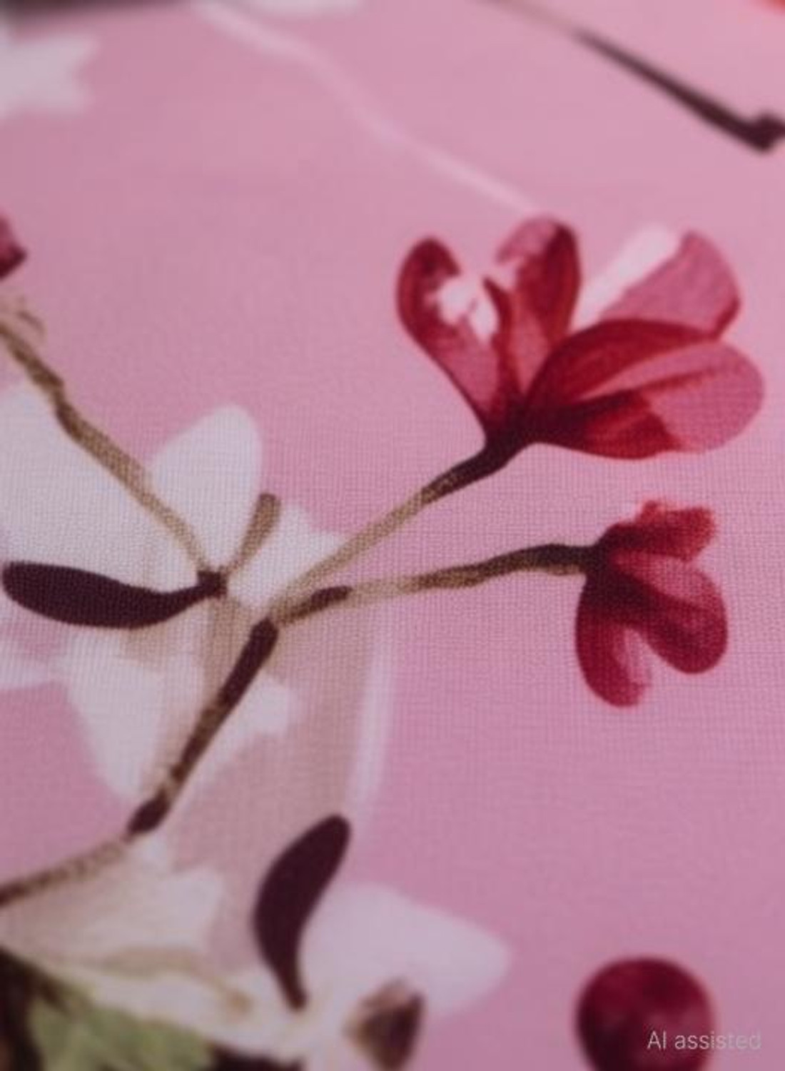 Image of LA MANTTA Cotton Blend King Fitted (Elastic) 250 TC Printed 1 Bedsheet (Pink)