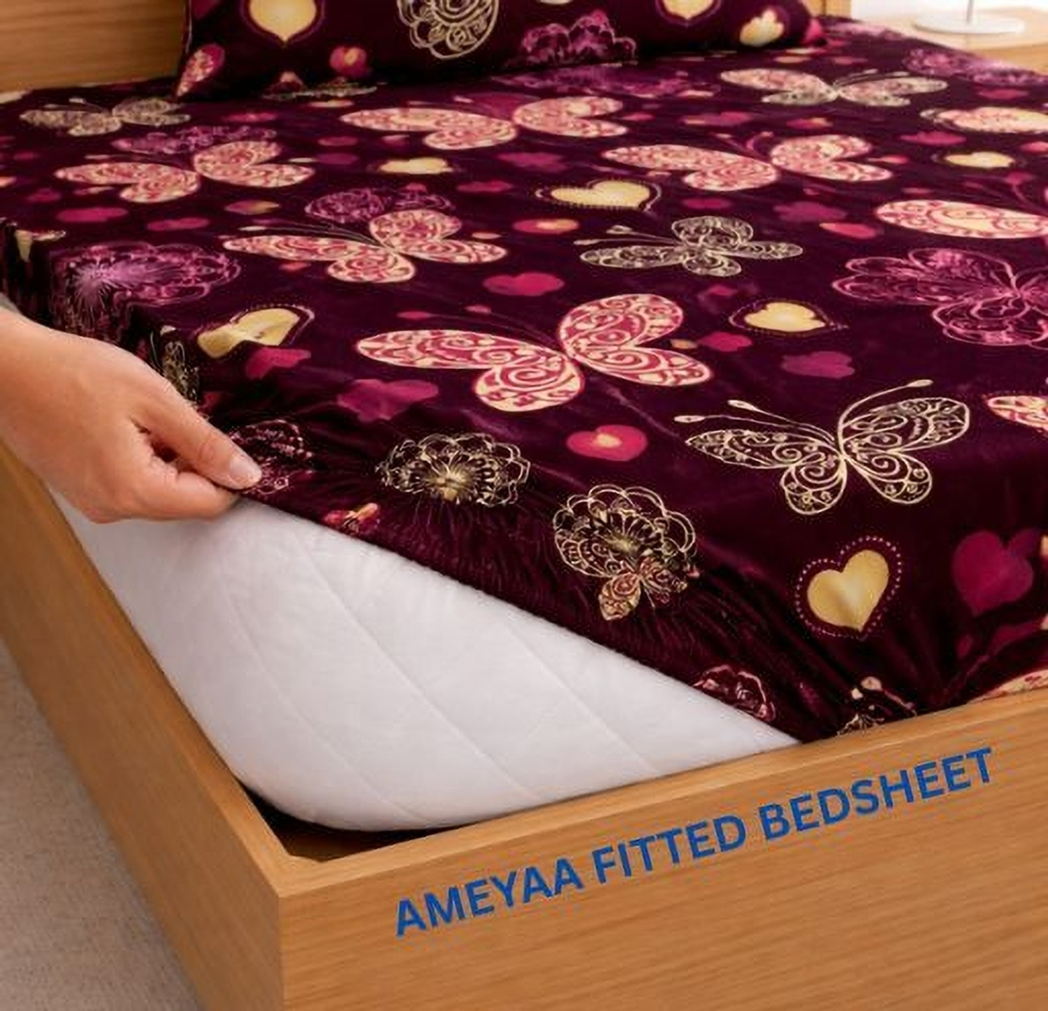Image of PROZONE Cotton King Flat 280 TC Printed 1 Bedsheet (CREAM BEIGE)