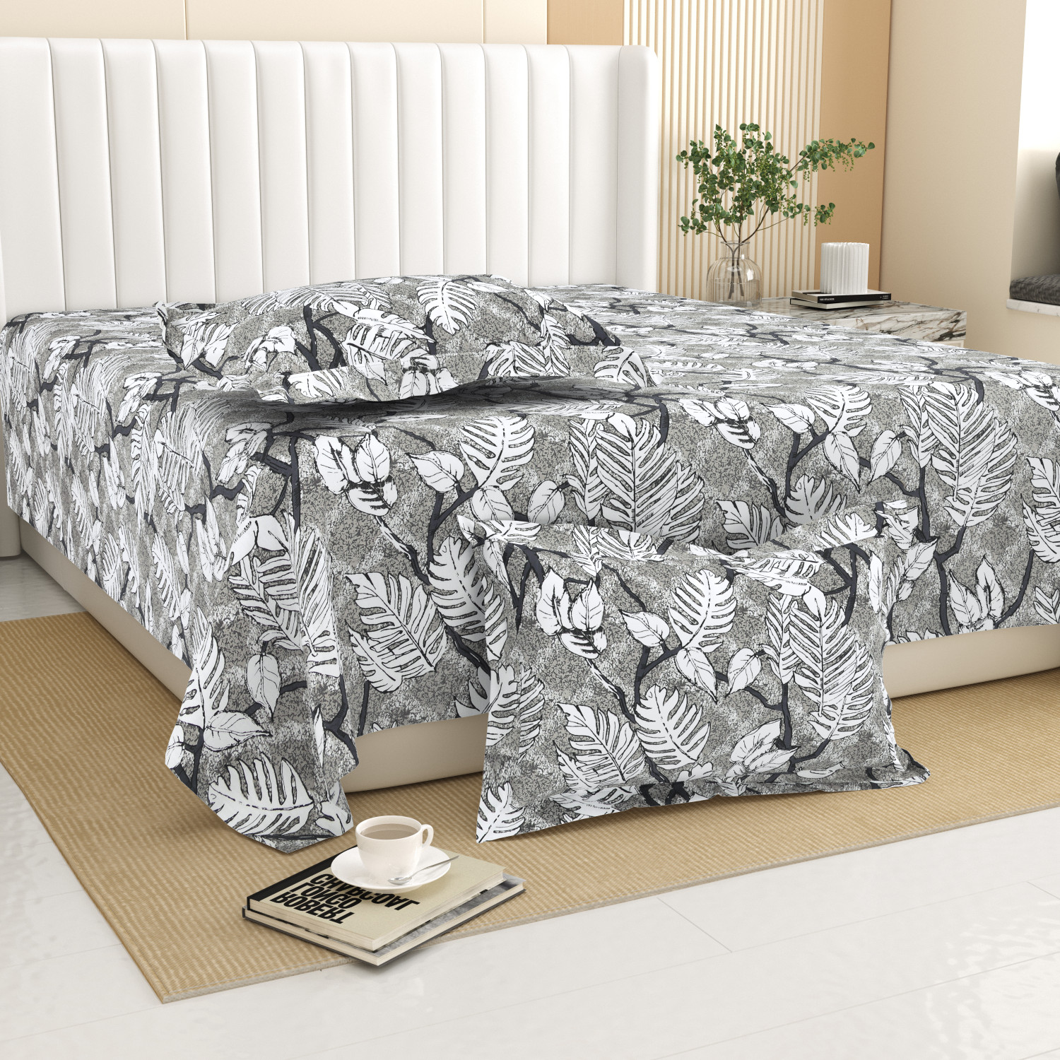 Image of SCHp Cotton Super King Flat 320 TC Printed 1 Bedsheet (B 171)