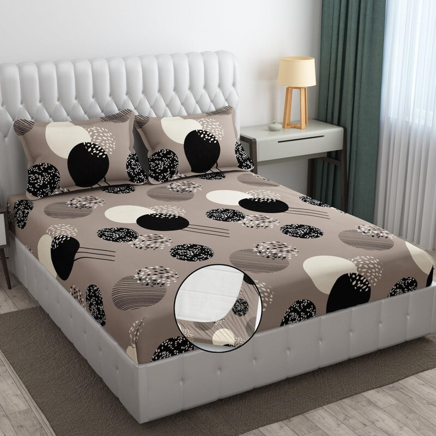 Image of Boomm Enterprises Cotton King Flat 300 TC Printed 1 Summer Bedsheet with 2 Pillow Covers (Multicolor)
