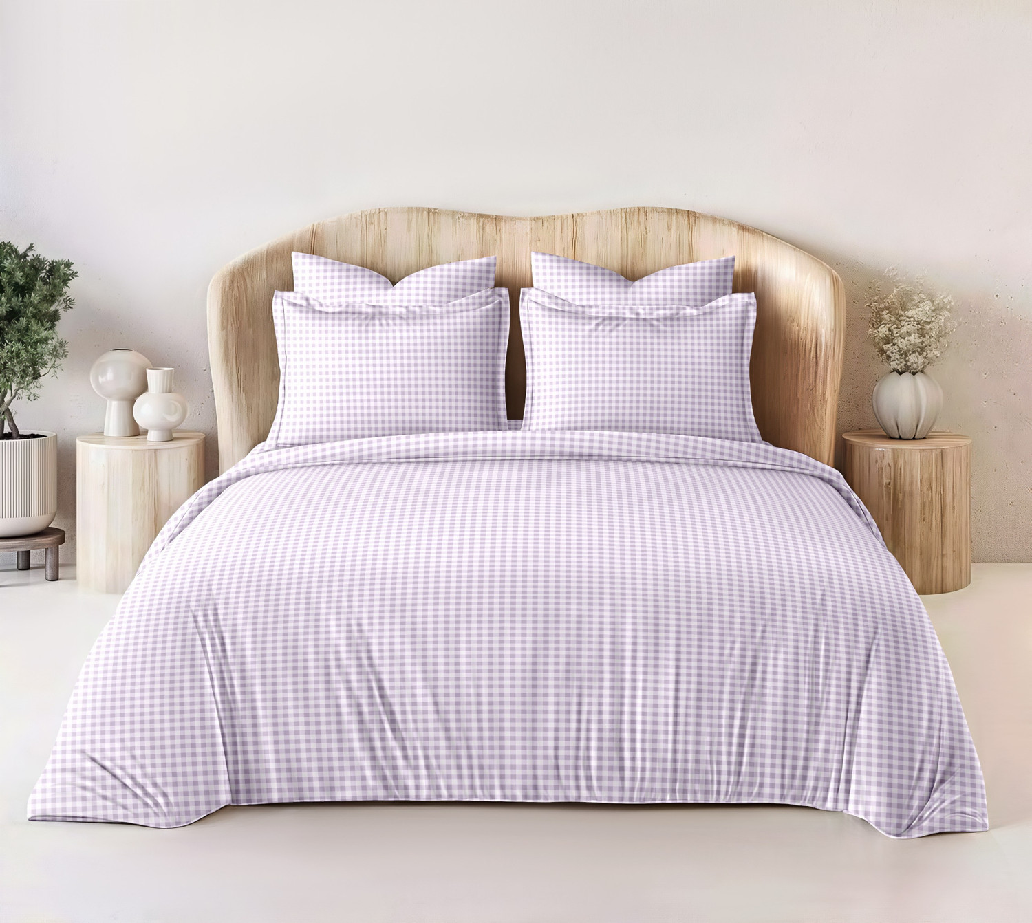 Image of N.V.A HOMES Polycotton Queen Flat 310 TC Checkered 1 Summer Bedsheet with 2 Pillow Covers (Multicolor)