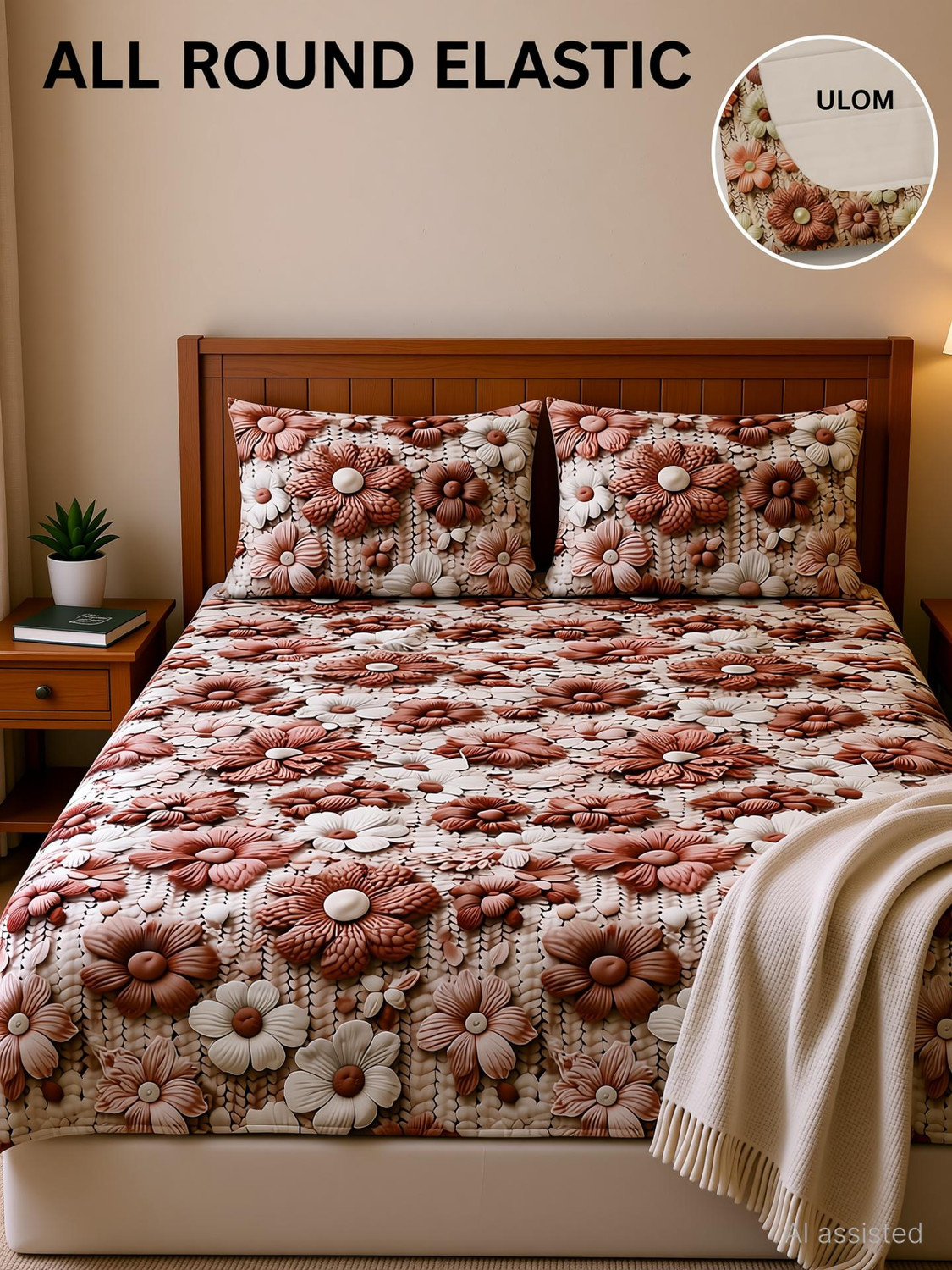 Image of Bombay Dyeing Cotton King Flat 240 TC Printed 1 Bedsheet with 2 Pillow Covers (Multicolor)