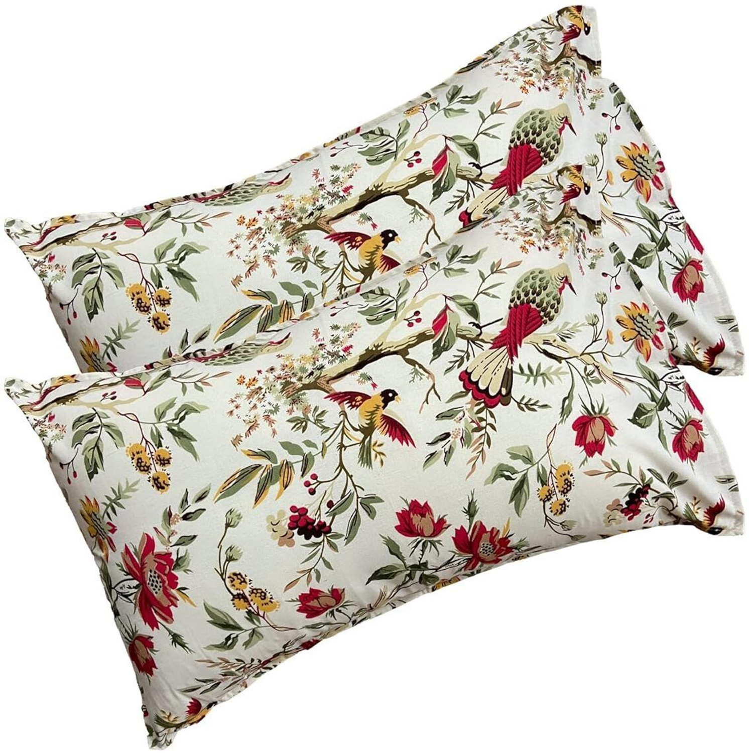 Image of elanorhomes Cotton King Flat 240 TC Printed 1 Bedsheet with 2 Pillow Covers (Flying Petals)