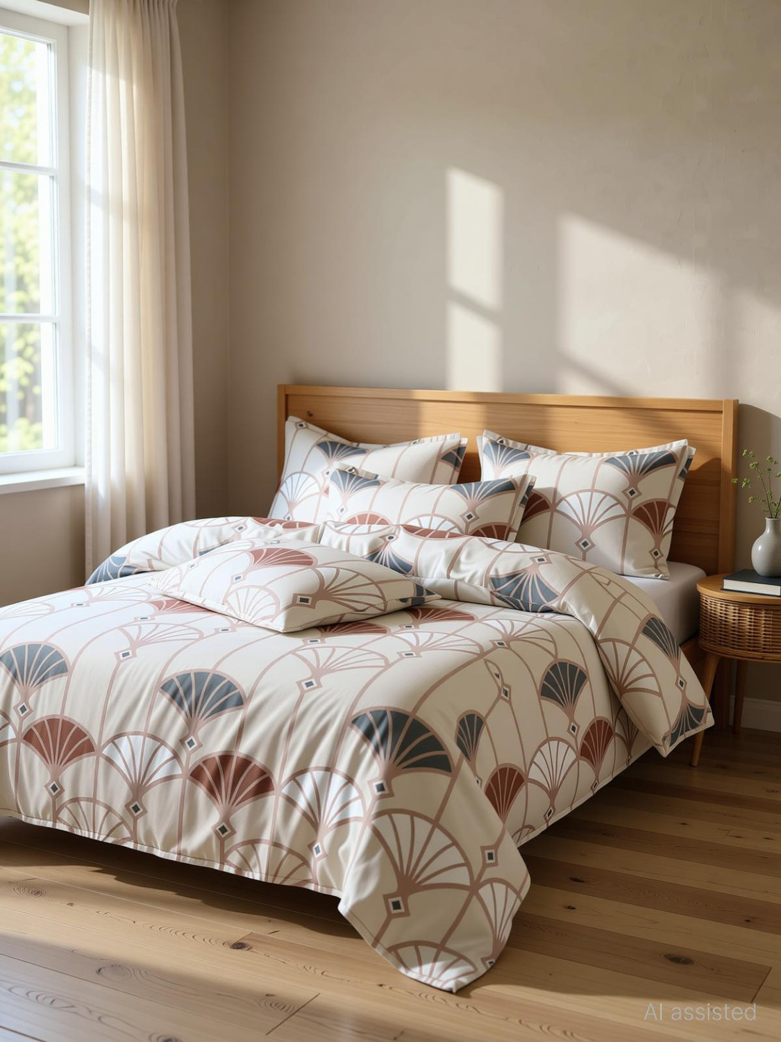 Image of SCHp Cotton Super King Flat 320 TC Printed 1 Bedsheet (B 171)