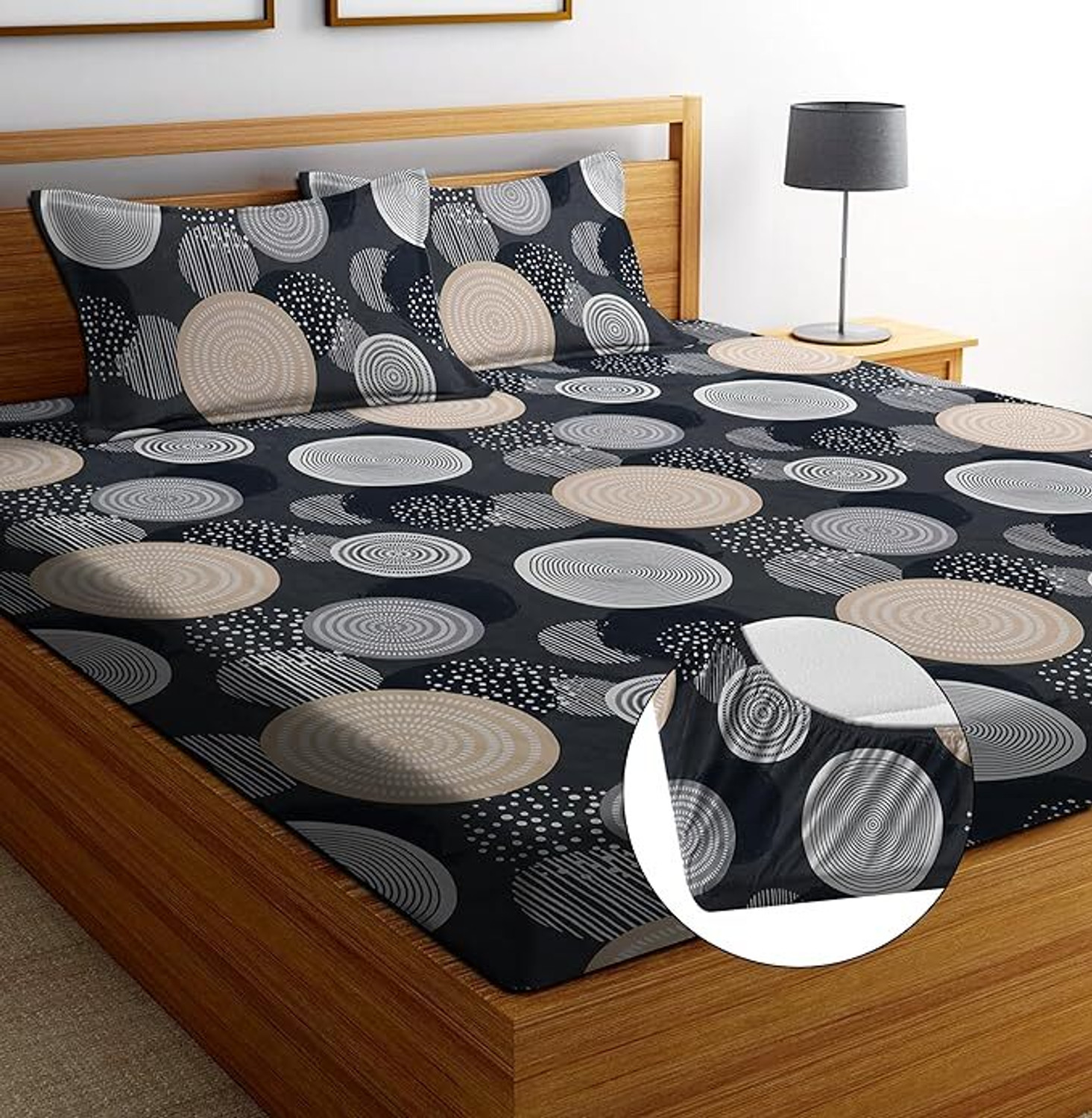Image of YUTERA Microfiber Double Fitted (Elastic) 210 TC Floral 1 Bedsheet with 2 Pillow Covers (Multicolor)