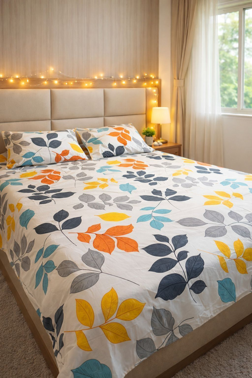 Image of Boomm Enterprises Cotton King Flat 300 TC Printed 1 Summer Bedsheet with 2 Pillow Covers (Multicolor)
