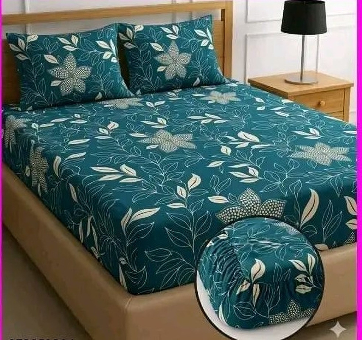 Image of DGHUB Polycotton Queen Flat 400 TC 7D Digital 1 Summer Bedsheet with 2 Pillow Covers (Multicolor)